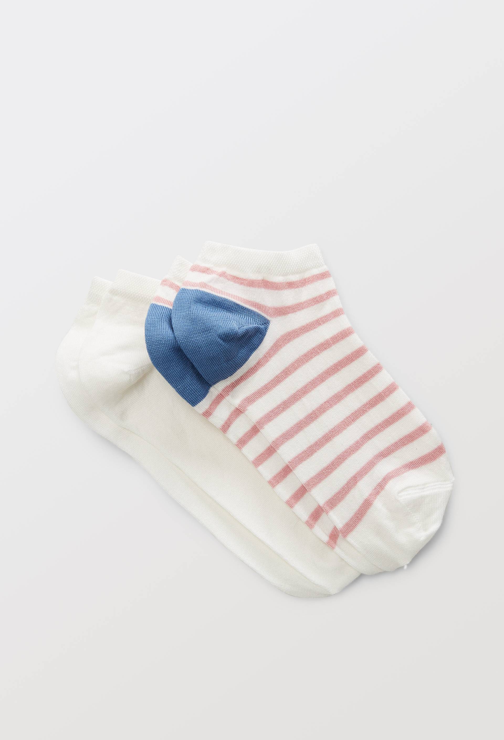 Lot de 2 paires de mini-socquettes fantaisie &agrave; rayures en fil d'&eacute;cosse, Rose, swatch image