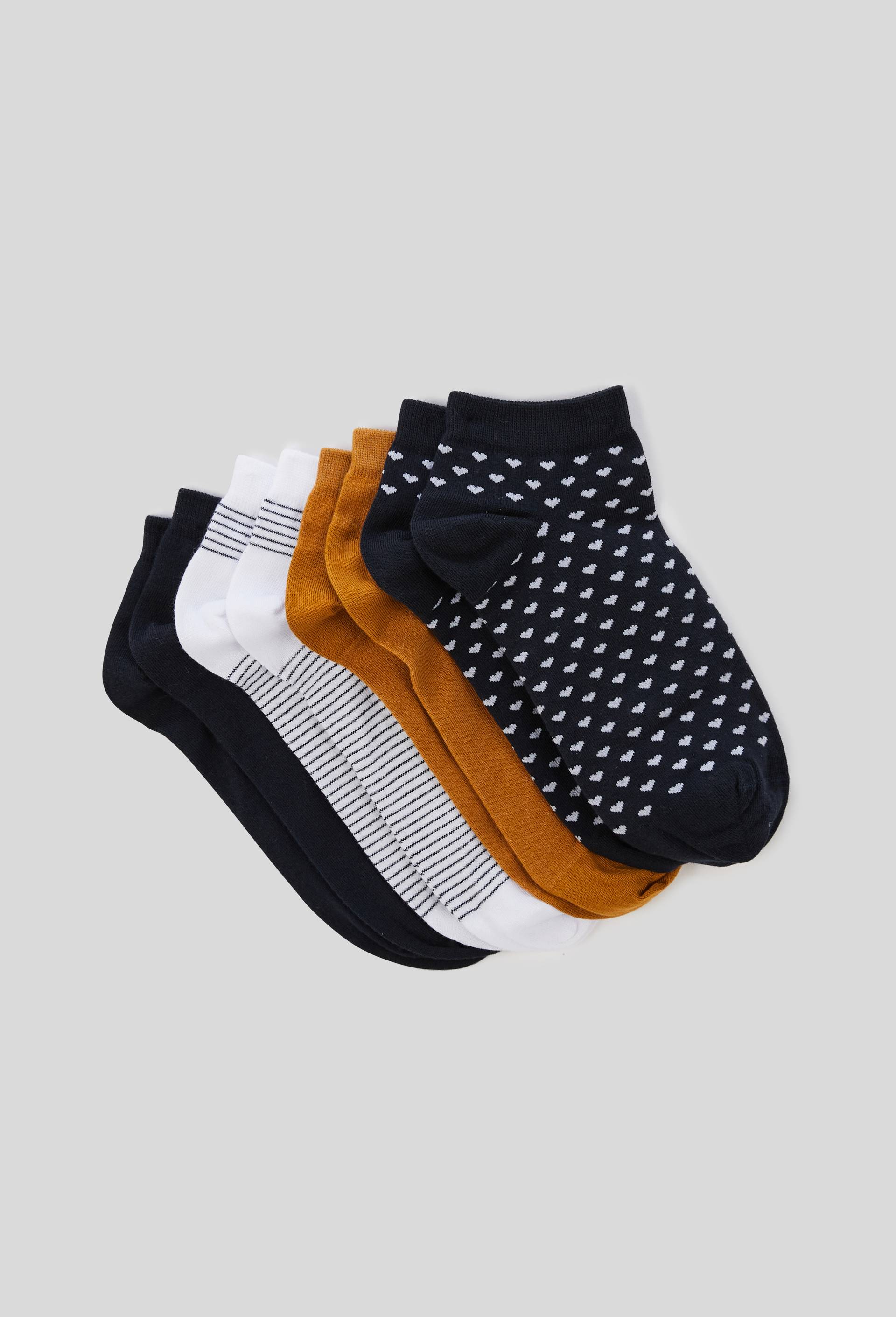 Lot de 4 paires de mini-socquettes fantaisie en coton, Bleu foncé, swatch image