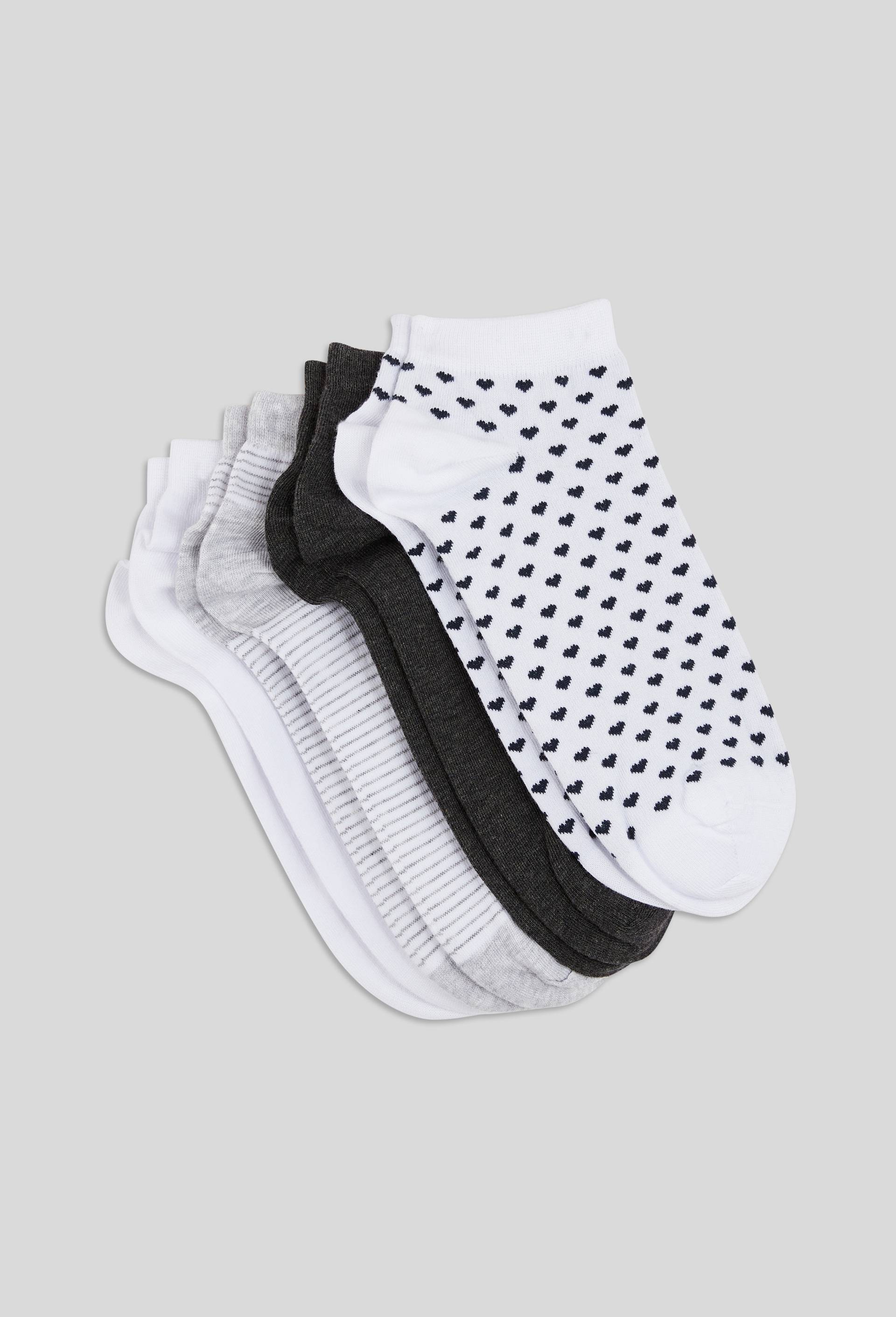 Lot de 4 paires de mini-socquettes fantaisie en coton, Blanc, large image number 0