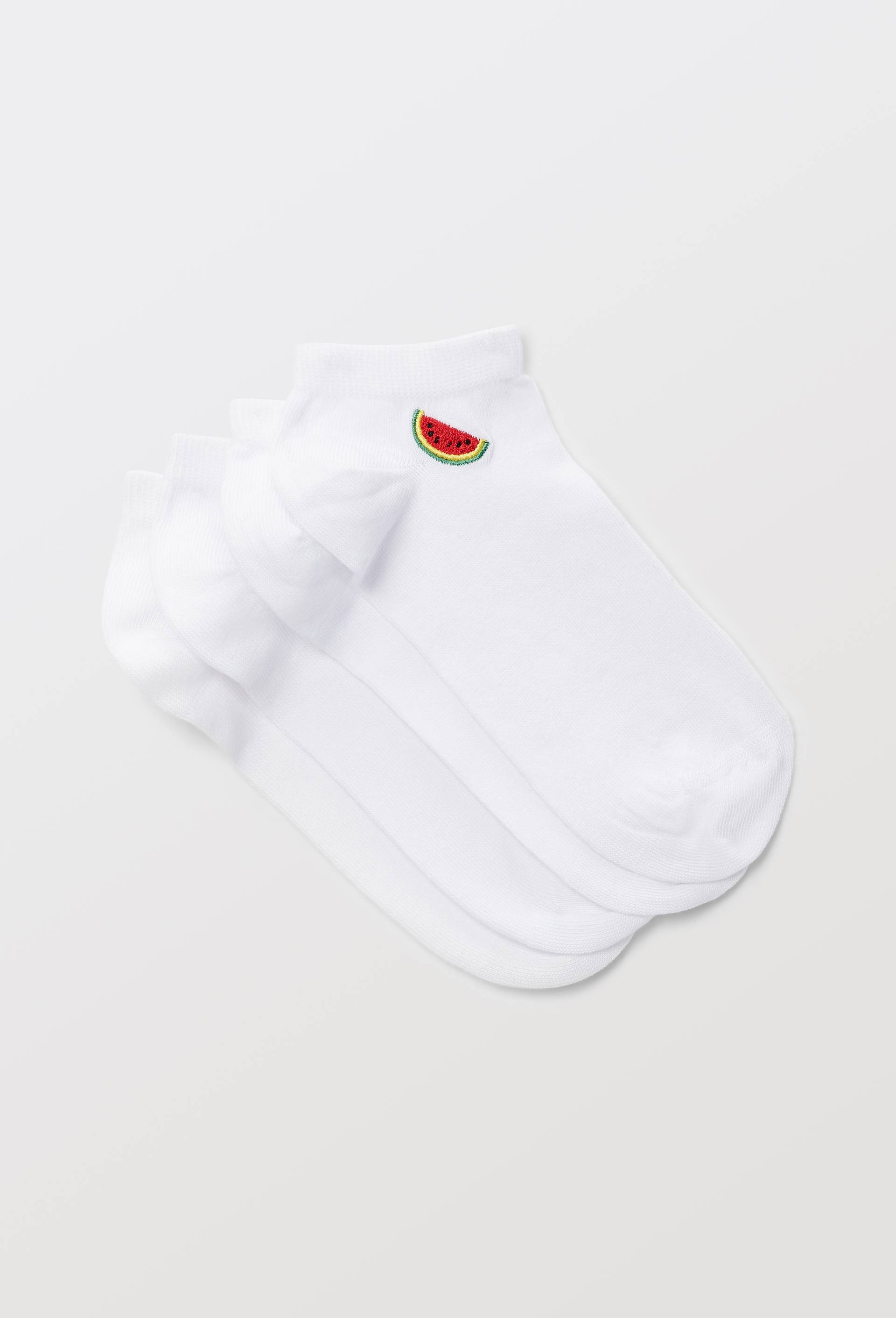 Lot de 2 paires de mini-socquettes fantaisie avec broderie en coton, Blanc, large image number 0.0
