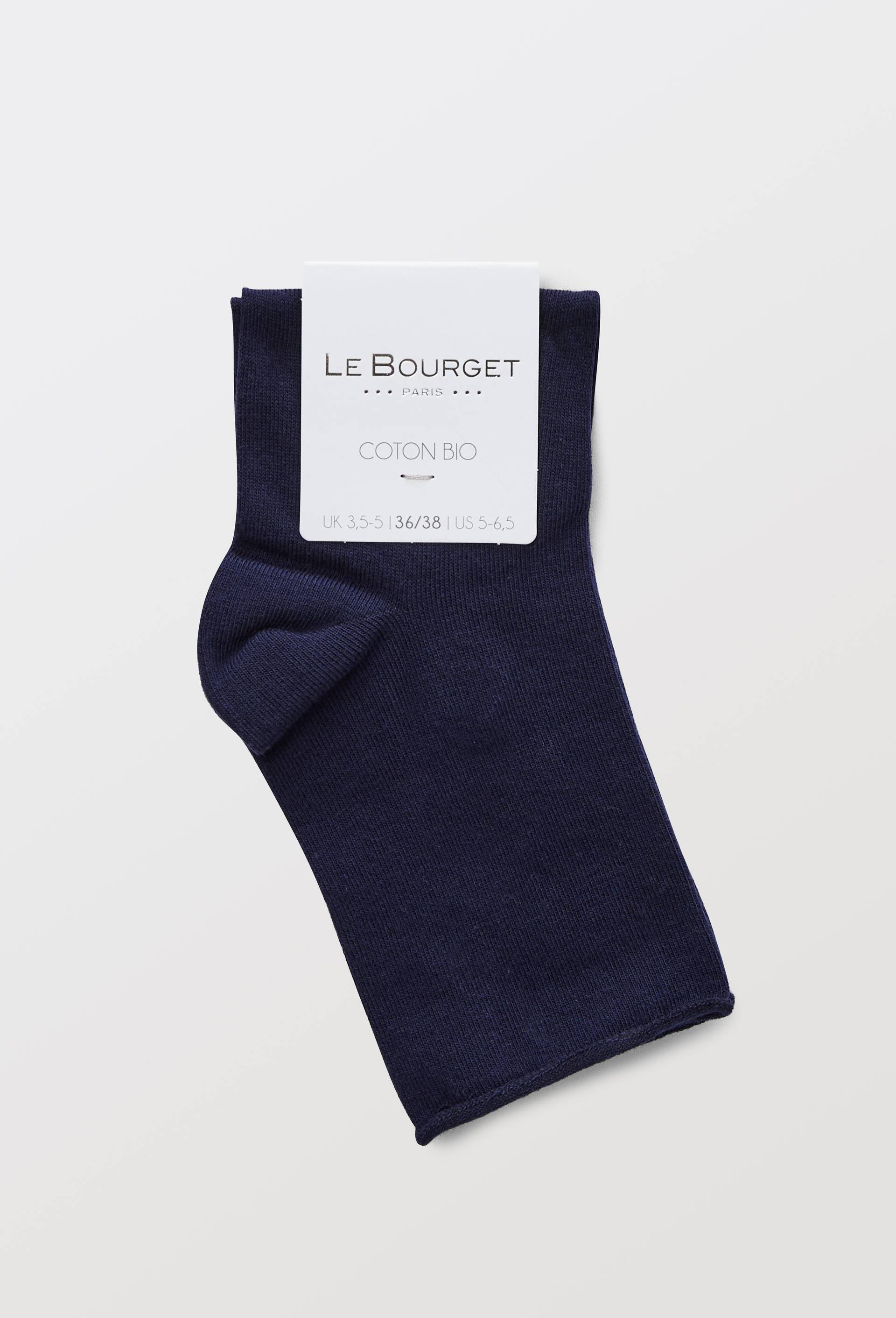 Paire de socquettes &agrave; bords roulott&eacute;s en coton Le Bourget, Bleu fonc&eacute;, large image number 2