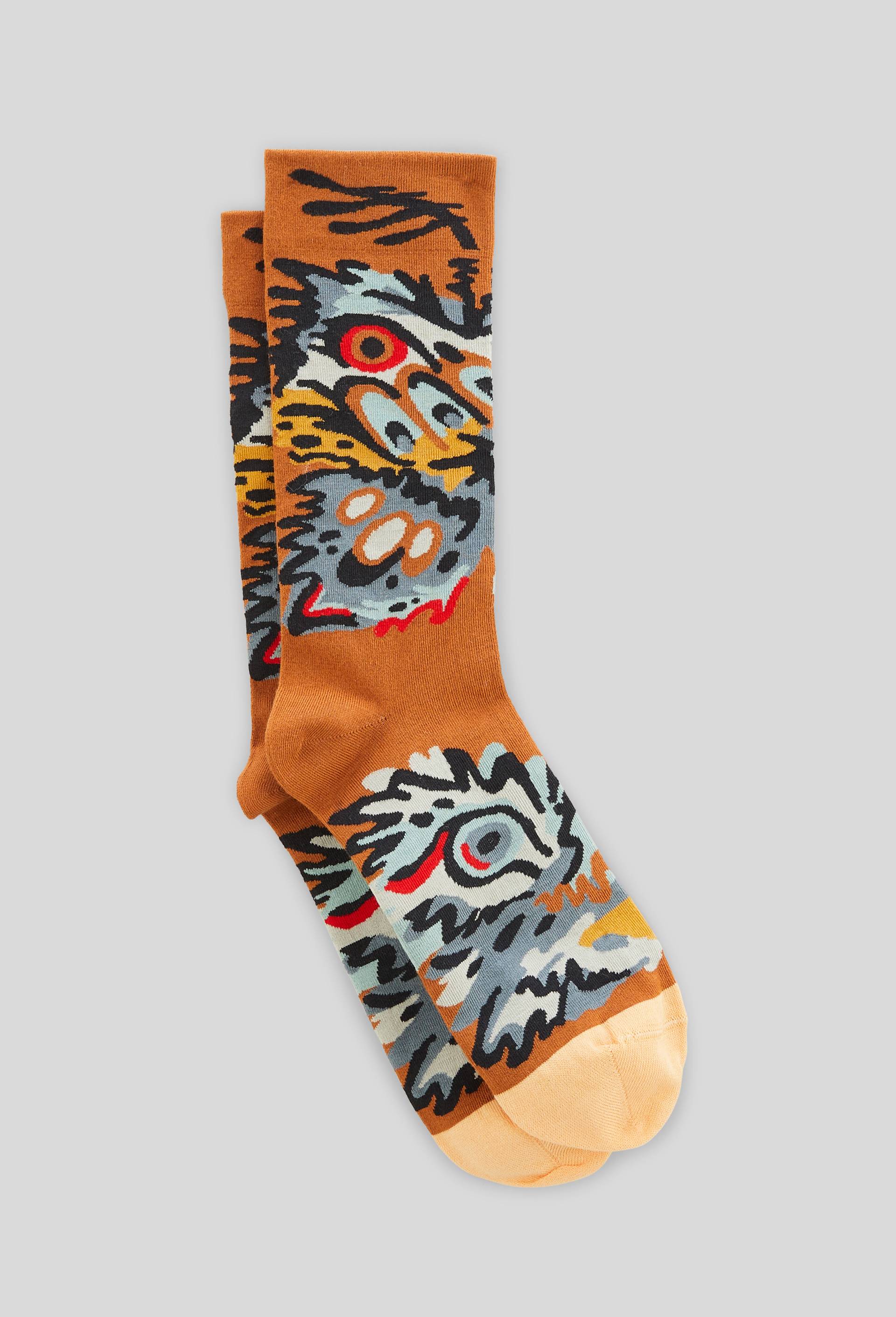Chaussettes @ motif papillon, Marron, large image number 1