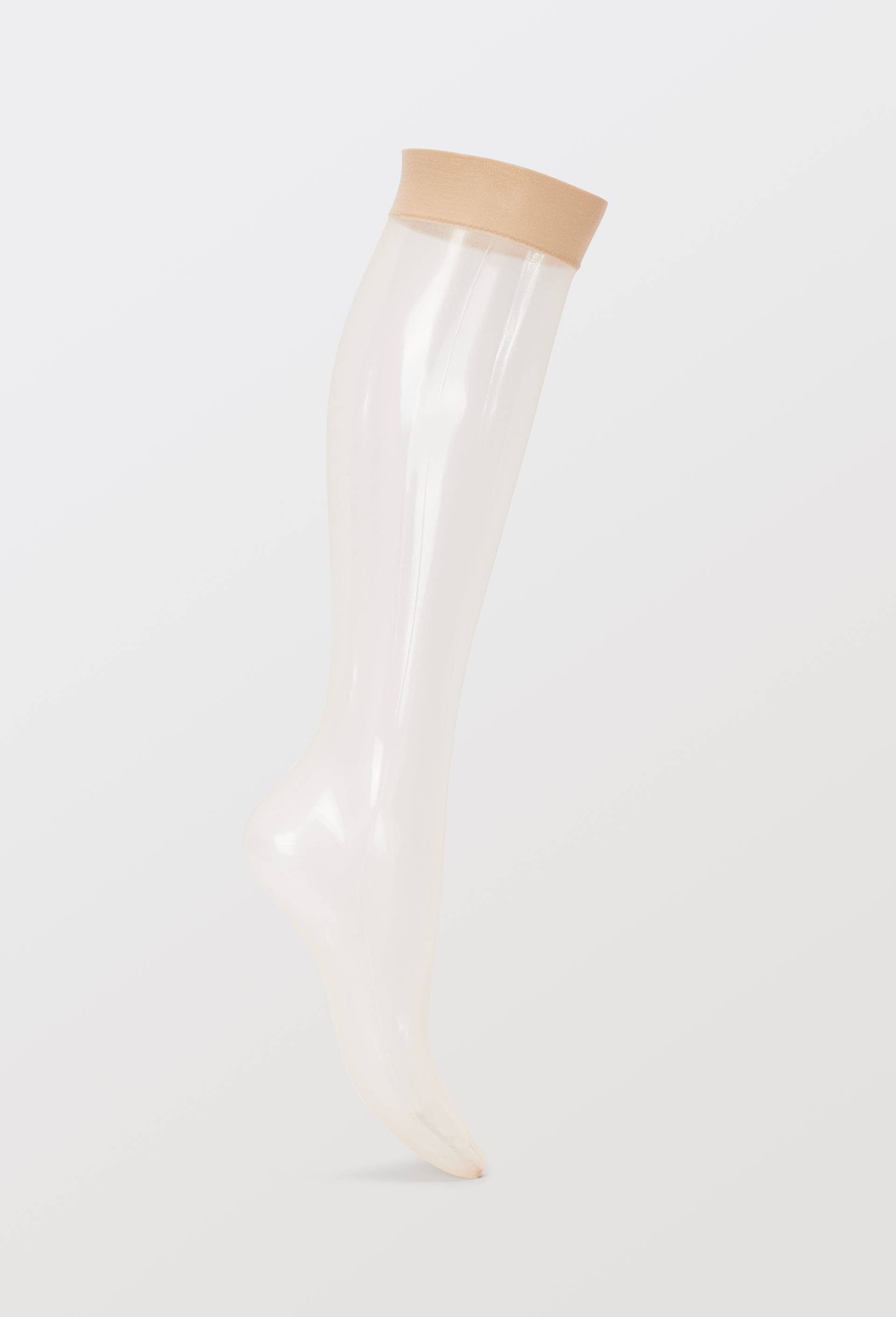 Lot de 2 paires de mi bas voile NUDE, Brun clair, large image number 0