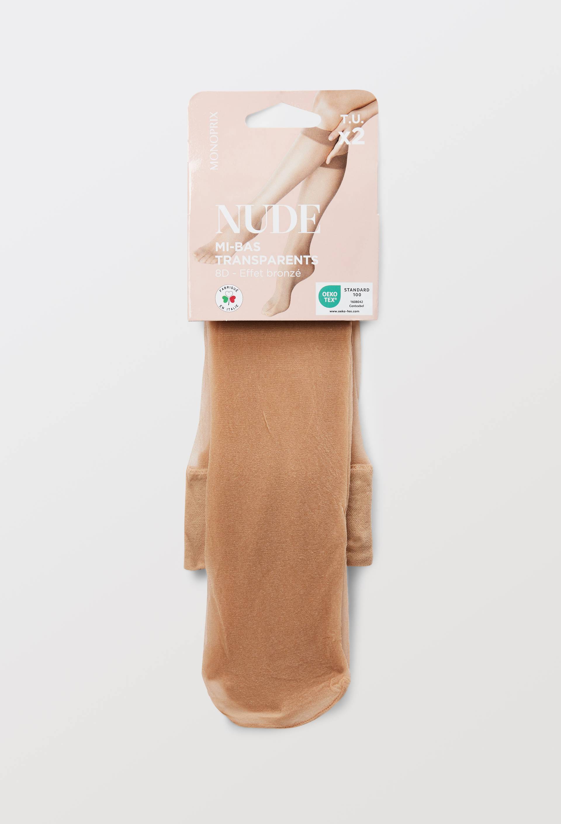 Lot de 2 paires de mi bas voile NUDE, Brun clair, large image number 2.0