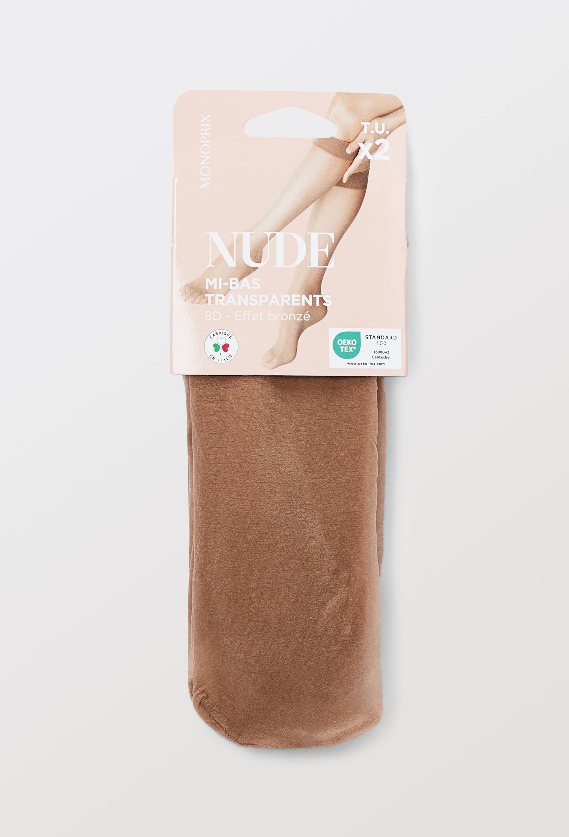 Lot de 2 paires de mi bas voile NUDE, Beige clair, large image number 1.0