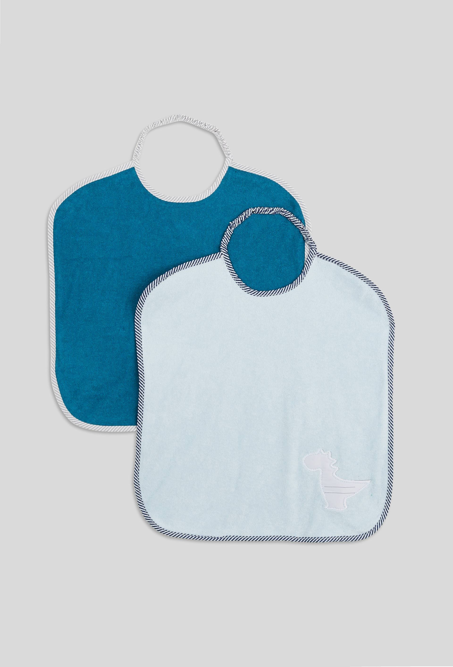 Lot de 2 bavoirs contenant du coton BIO, certifié OEKO-TEX, Bleu foncé, large image number 0