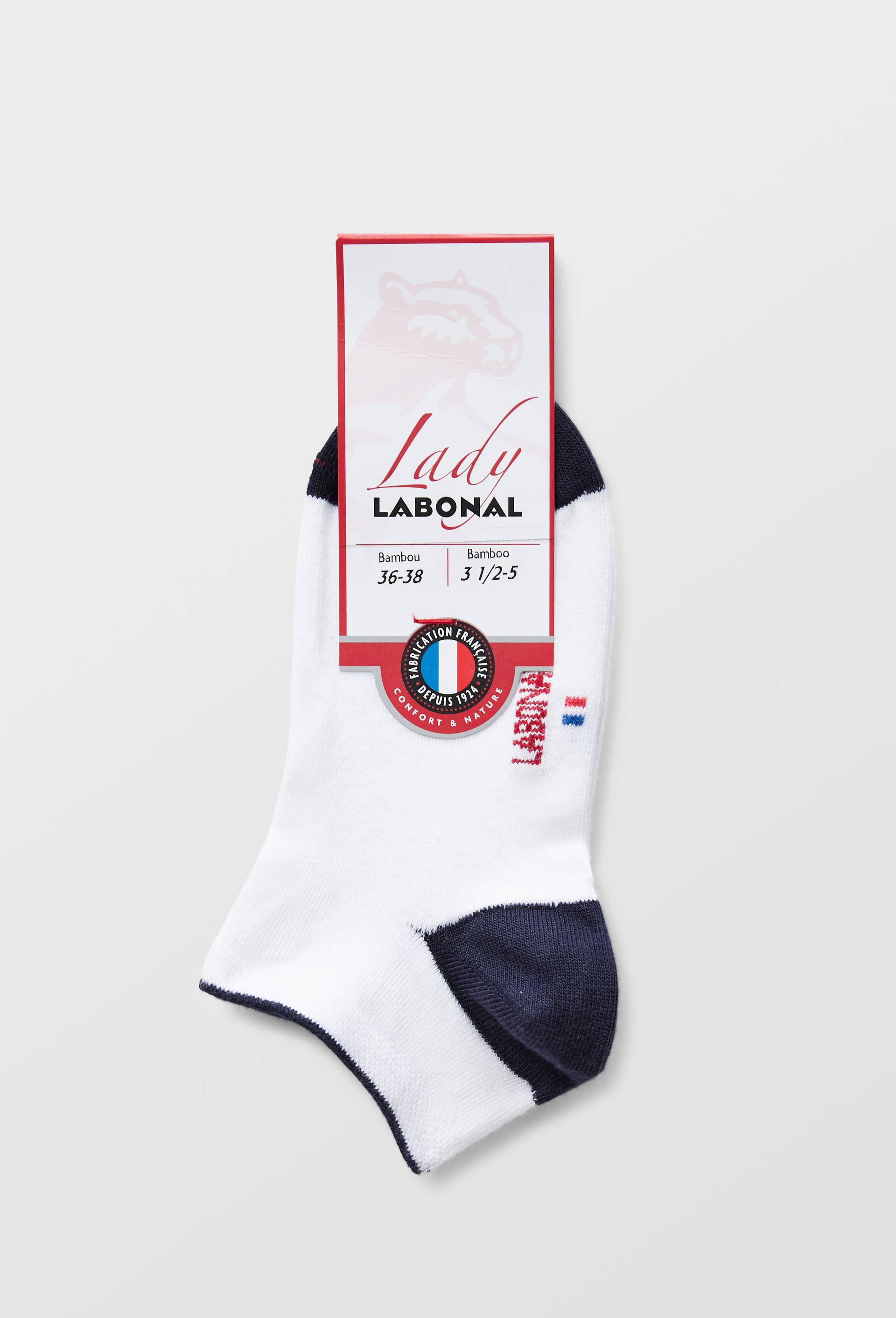 Paire de mini-socquettes en bambou Labonal, Blanc, large image number 2.0