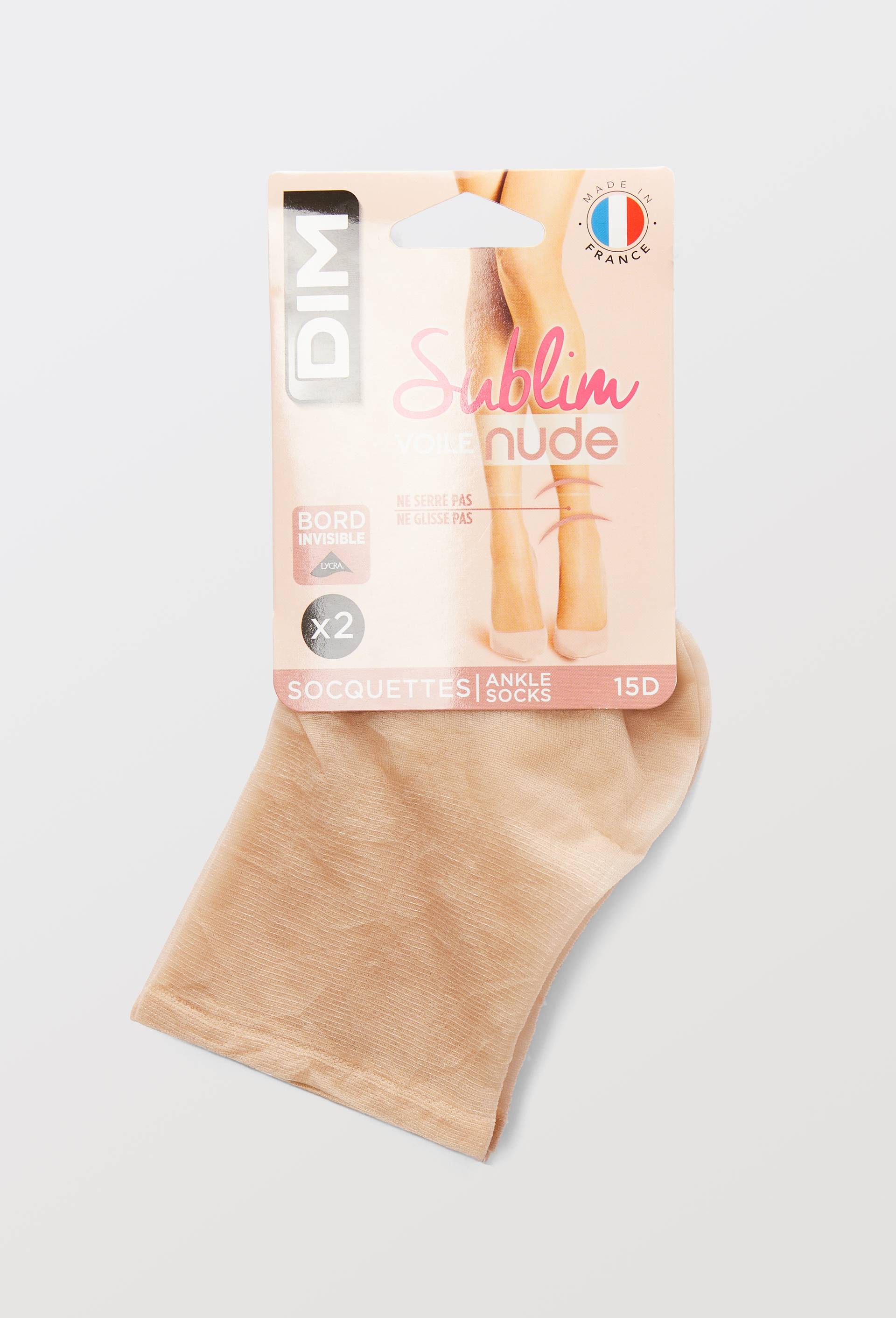 Lot de 2 paires de socquettes voile SUBLIM DIM, Brun clair, large image number 1