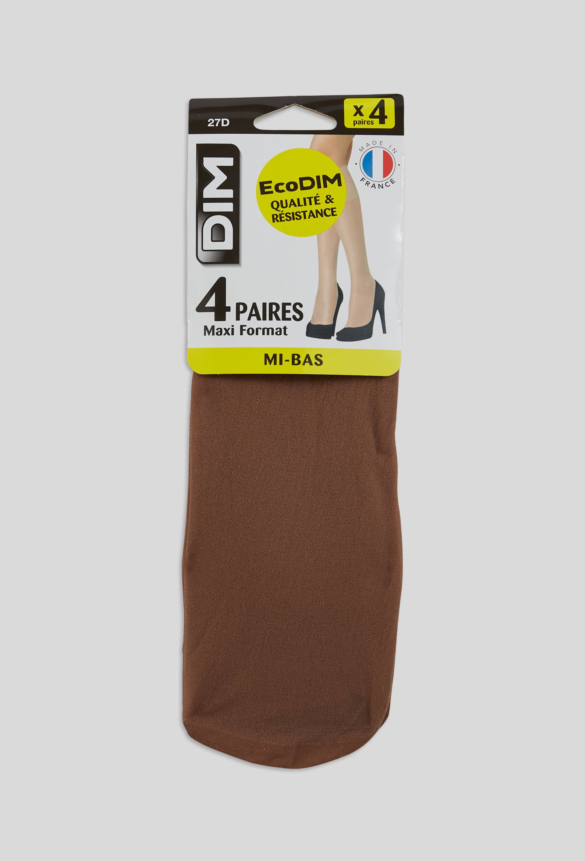 Lot de 4 paires de mi bas DIM, Brun clair, large image number 0