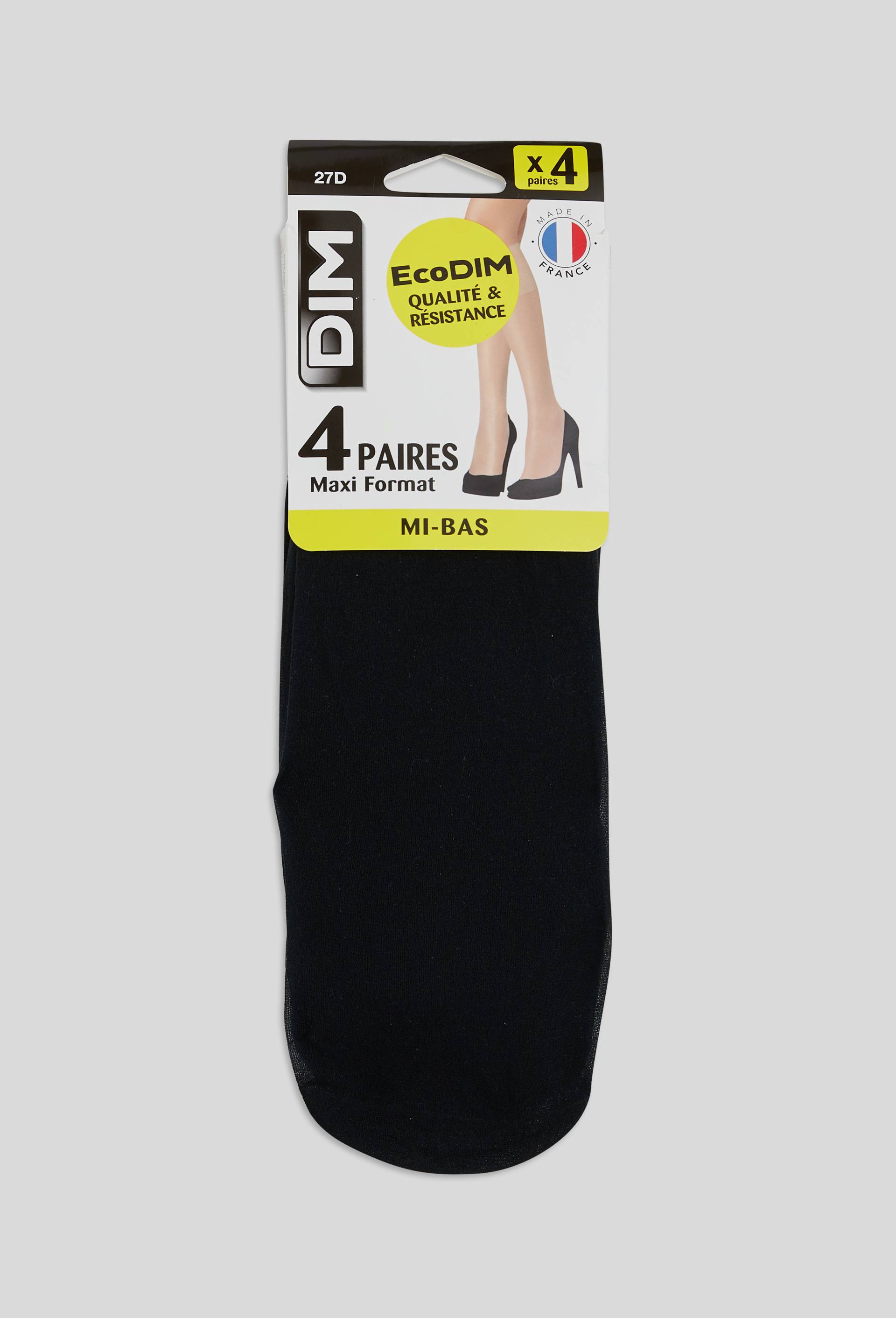 Lot de 4 paires de mi bas DIM, Noir, large image number 0