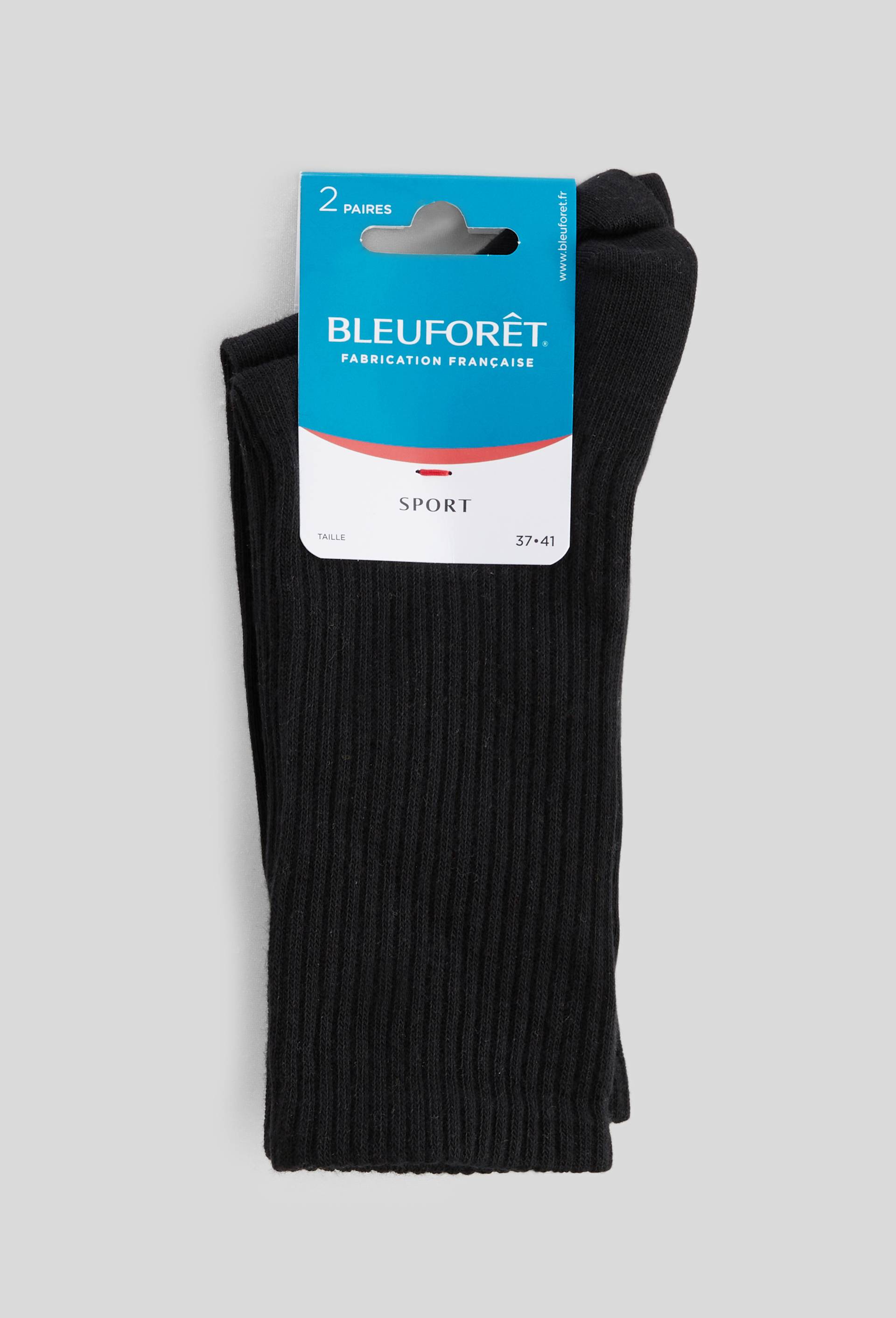 Lot de 2 paires de chaussettes en coton Sport Bleufor&ecirc;t, Noir, large image number 0