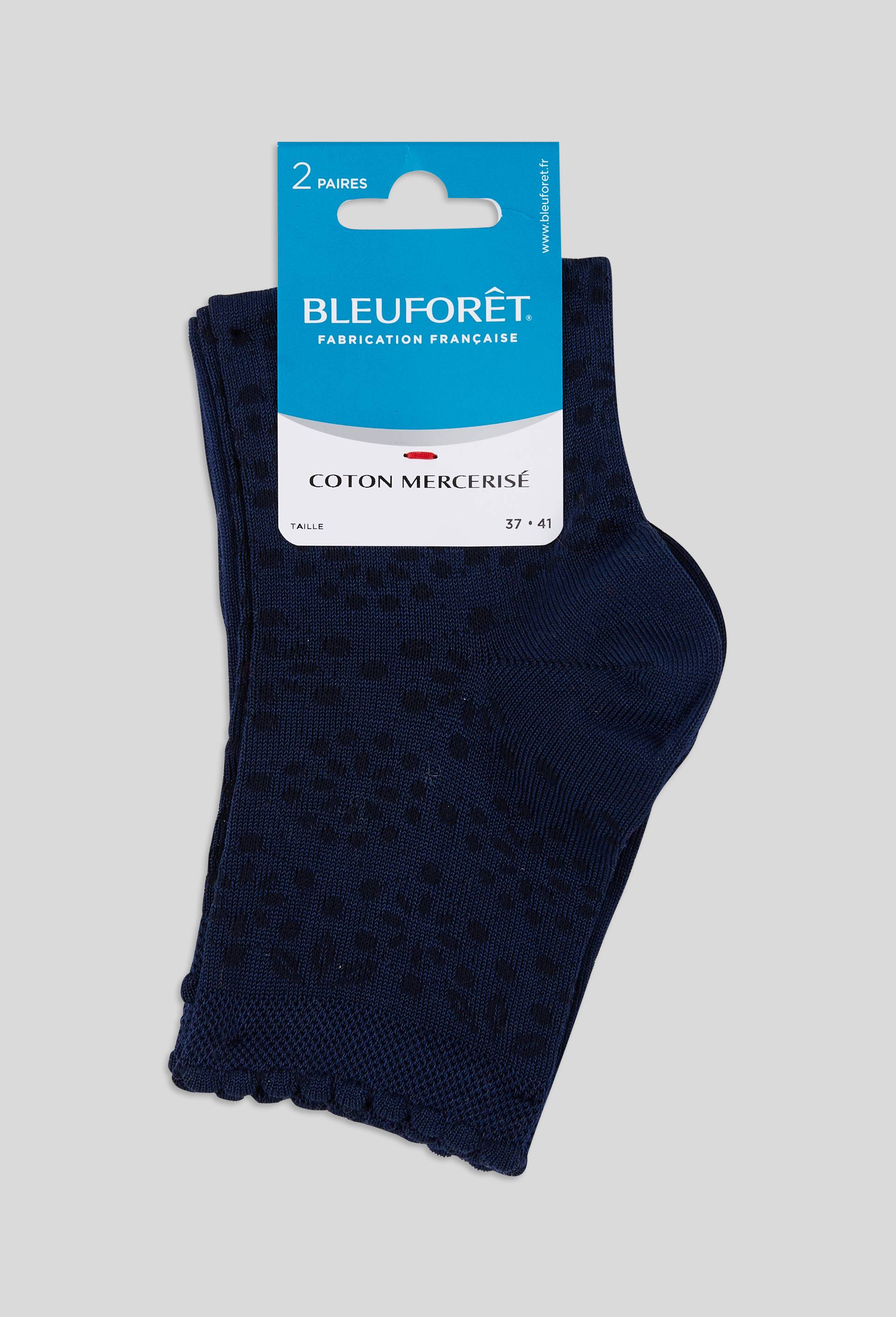 Lot de 2 paires de socquettes fantaisie en fil d {cosse - BLEUFORET - Modalova