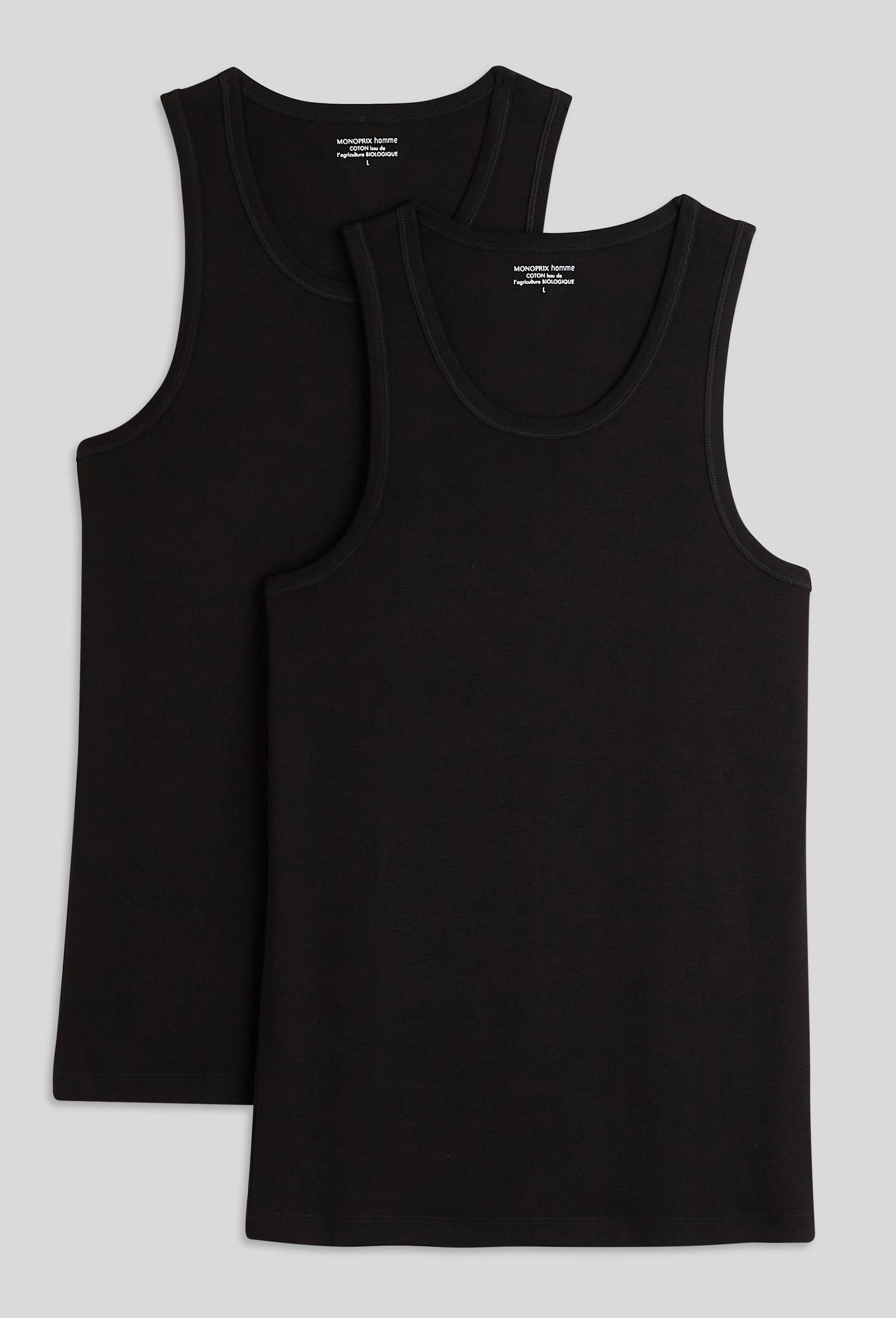Lot de 2 débardeurs en coton BIO GOTS, Noir, swatch image