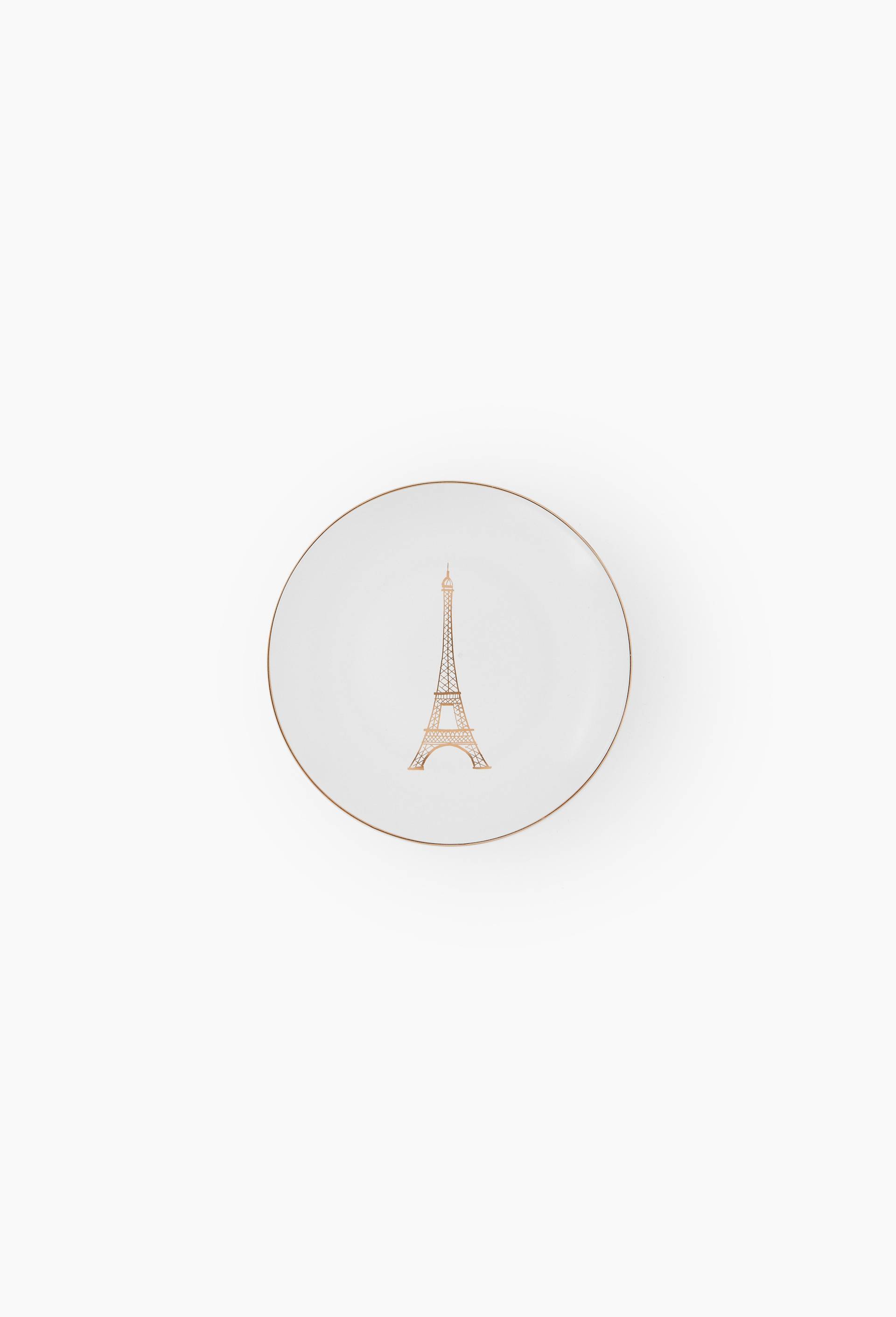 Assiette &agrave; pain imprim&eacute; tour Eiffel, en porcelaine, 14*14*2cm, , large image number 0