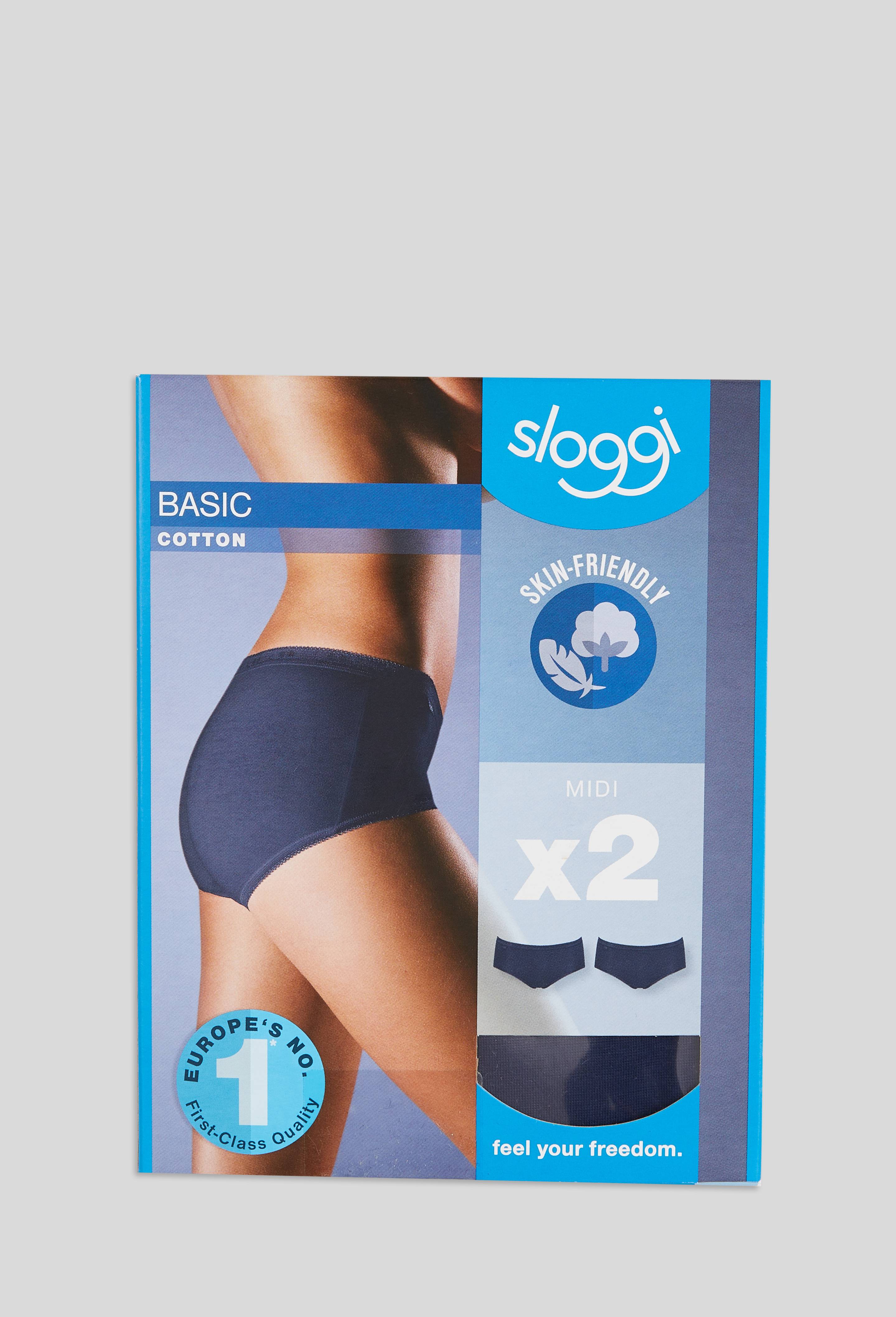 Lot de 2 culottes midi en coton Sloggi, Bleu fonc&eacute;, large image number 0