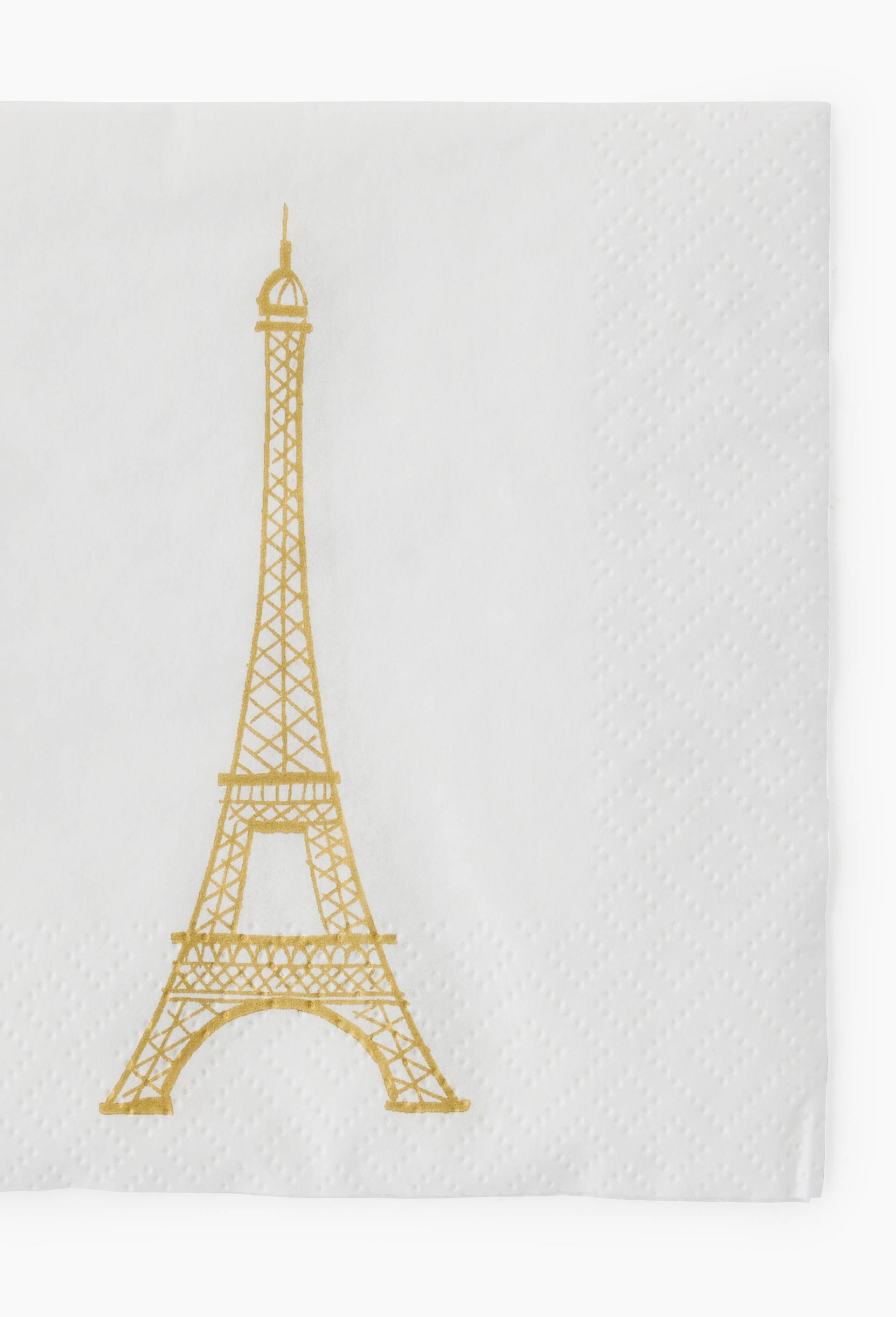 20 serviettes &agrave; jeter, tour Eiffel plac&eacute;, en papier, 25*25cm,, , large image number 1