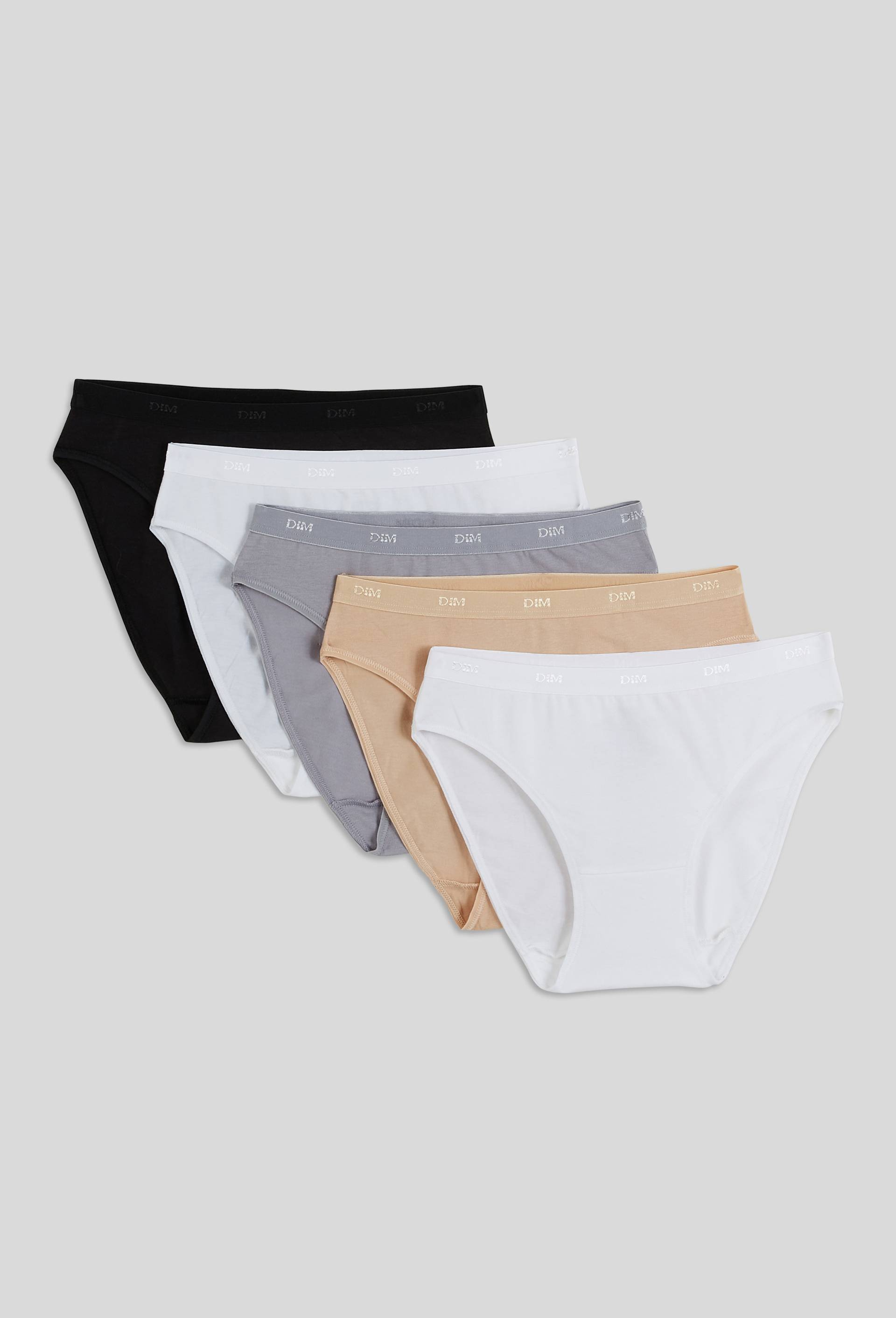 Lot de 5 culottes en coton DIM, Brun clair, large image number 1