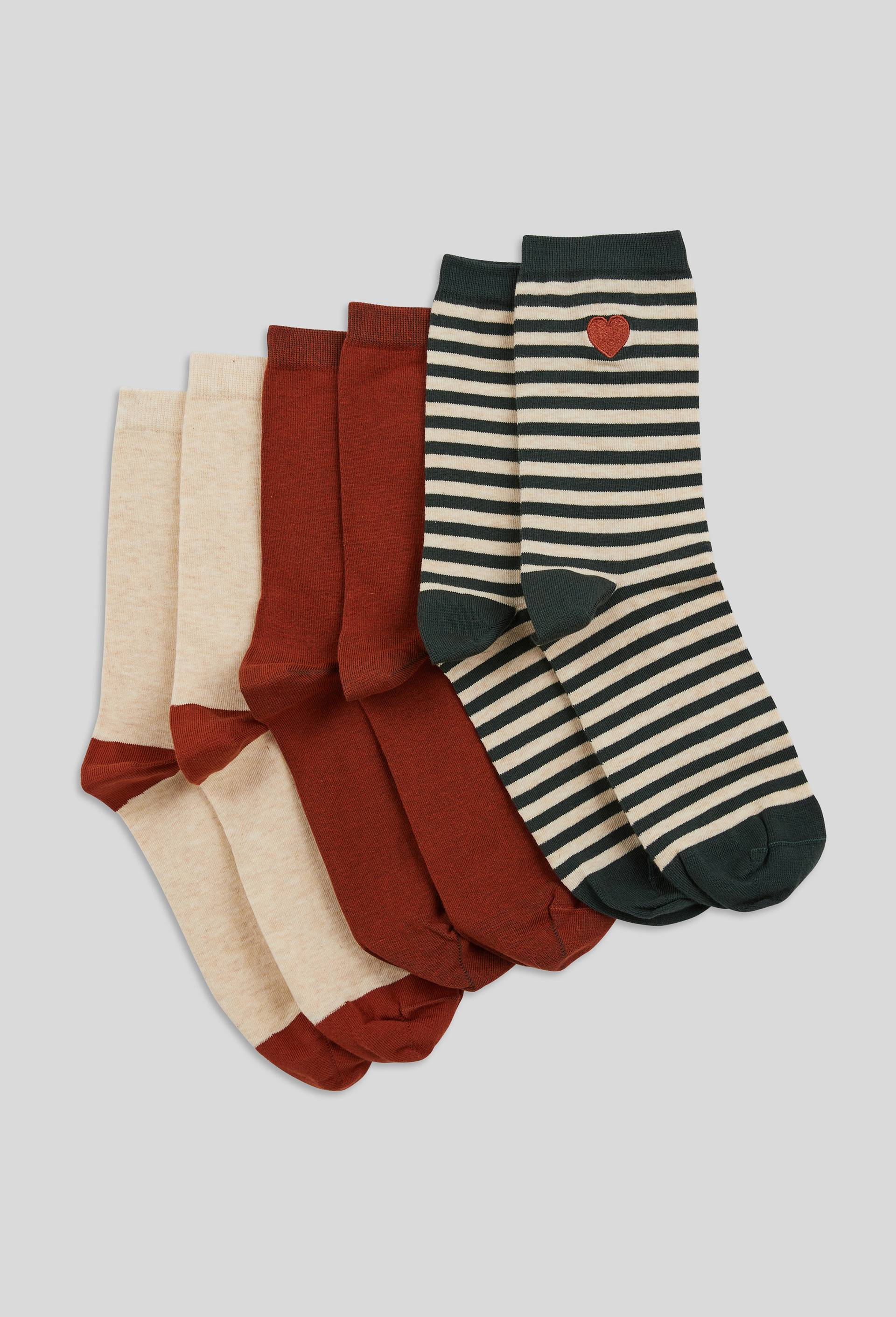 Lot de 3 paires de chaussettes fantaisie en coton, Vert foncé, swatch image