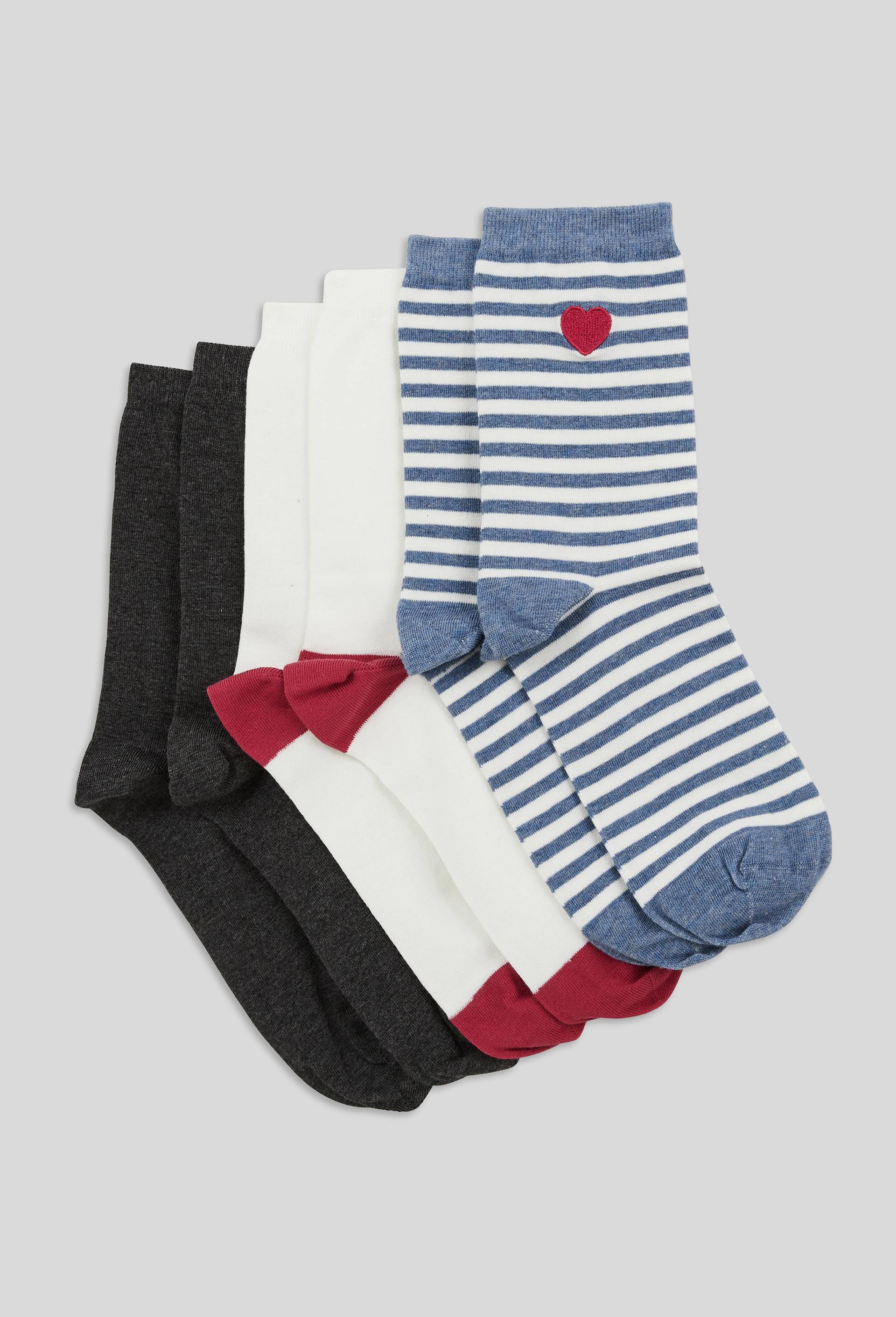Lot de 3 paires de chaussettes fantaisie en coton, Bleu, swatch image