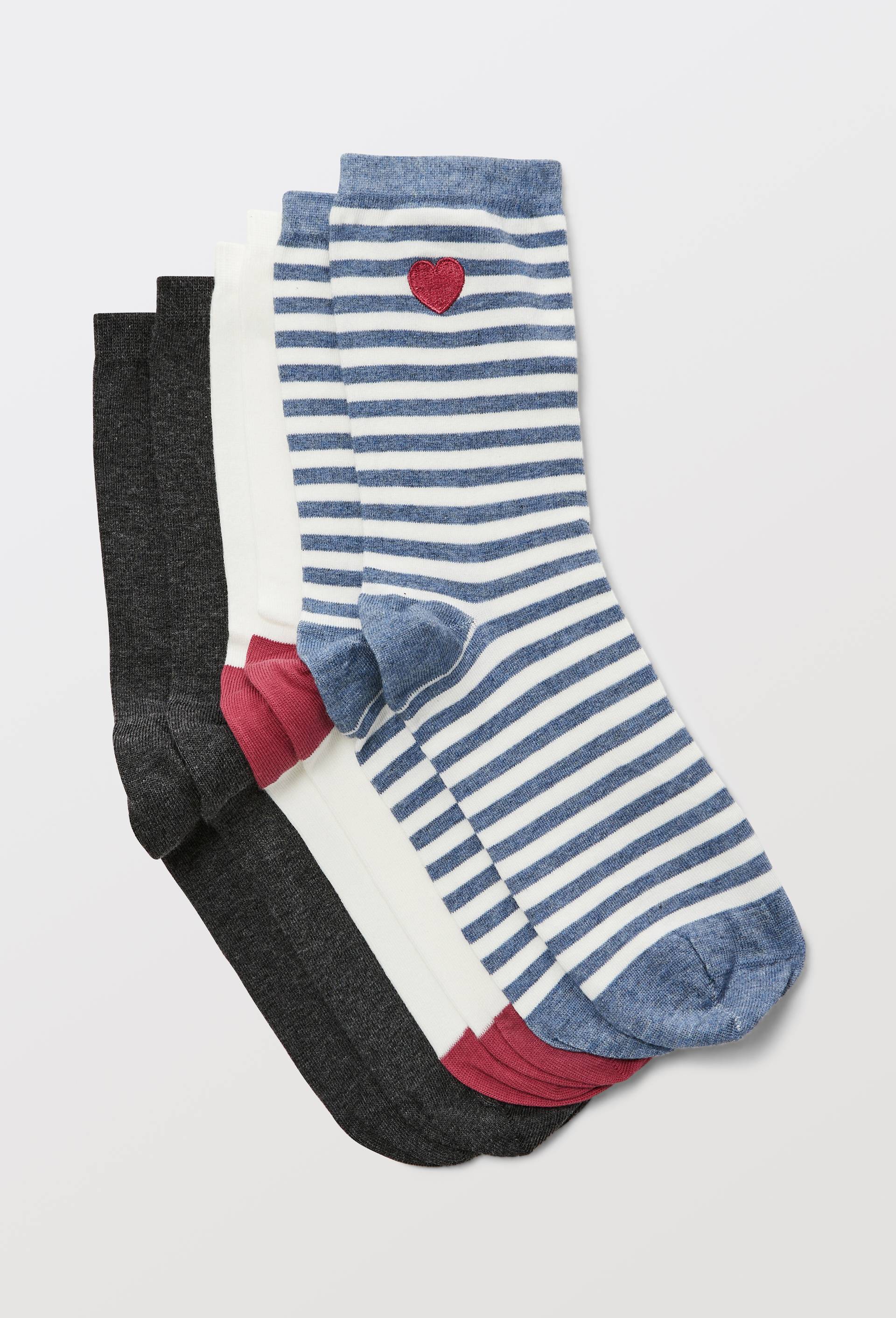Lot de 3 paires de chaussettes fantaisie en coton, Bleu, swatch image