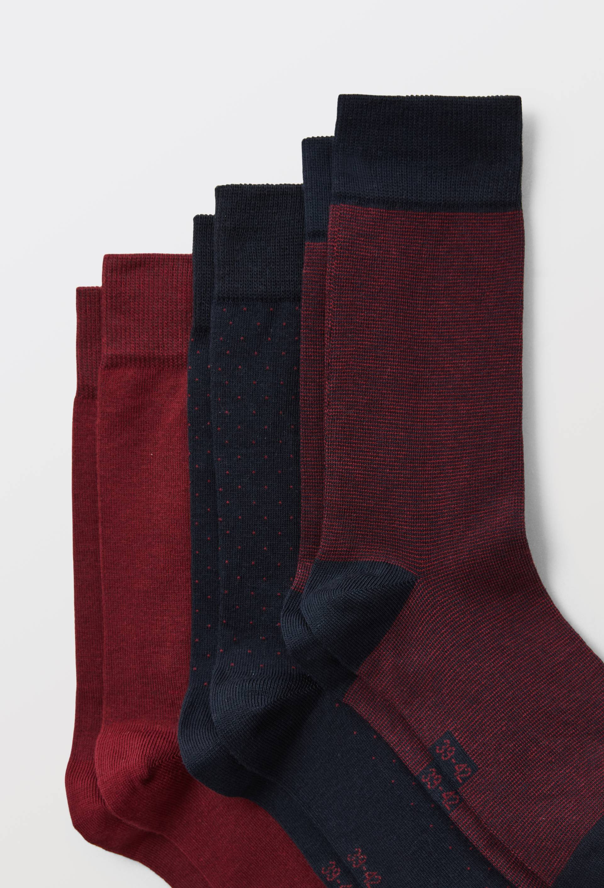 Lot de 3 paires de chaussettes fantaisie en coton, Rouge fonc&eacute;, large image number 1.0