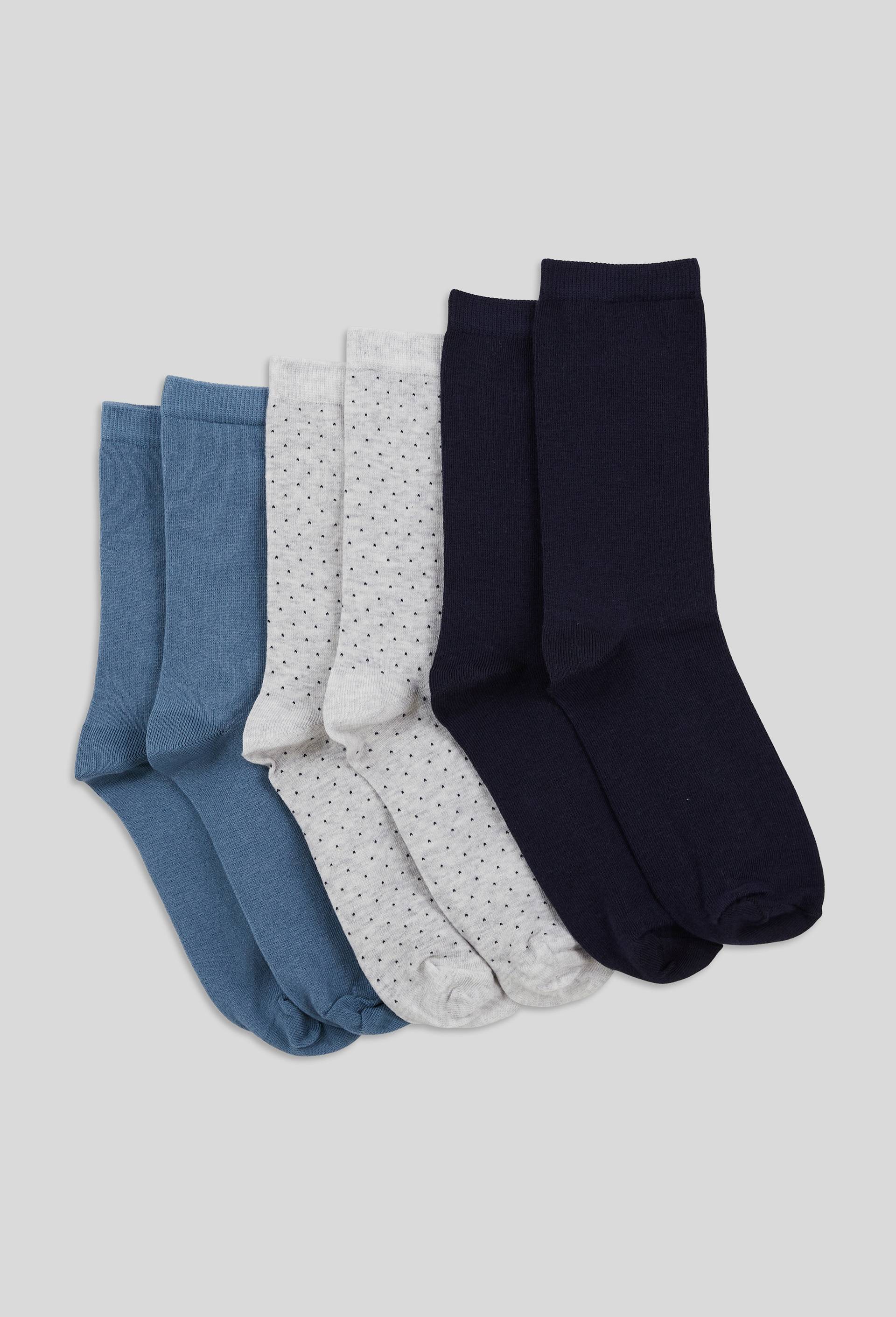 Lot de 3 paires de chaussettes dont 1 à pois en coton, Bleu foncé, large image number 1