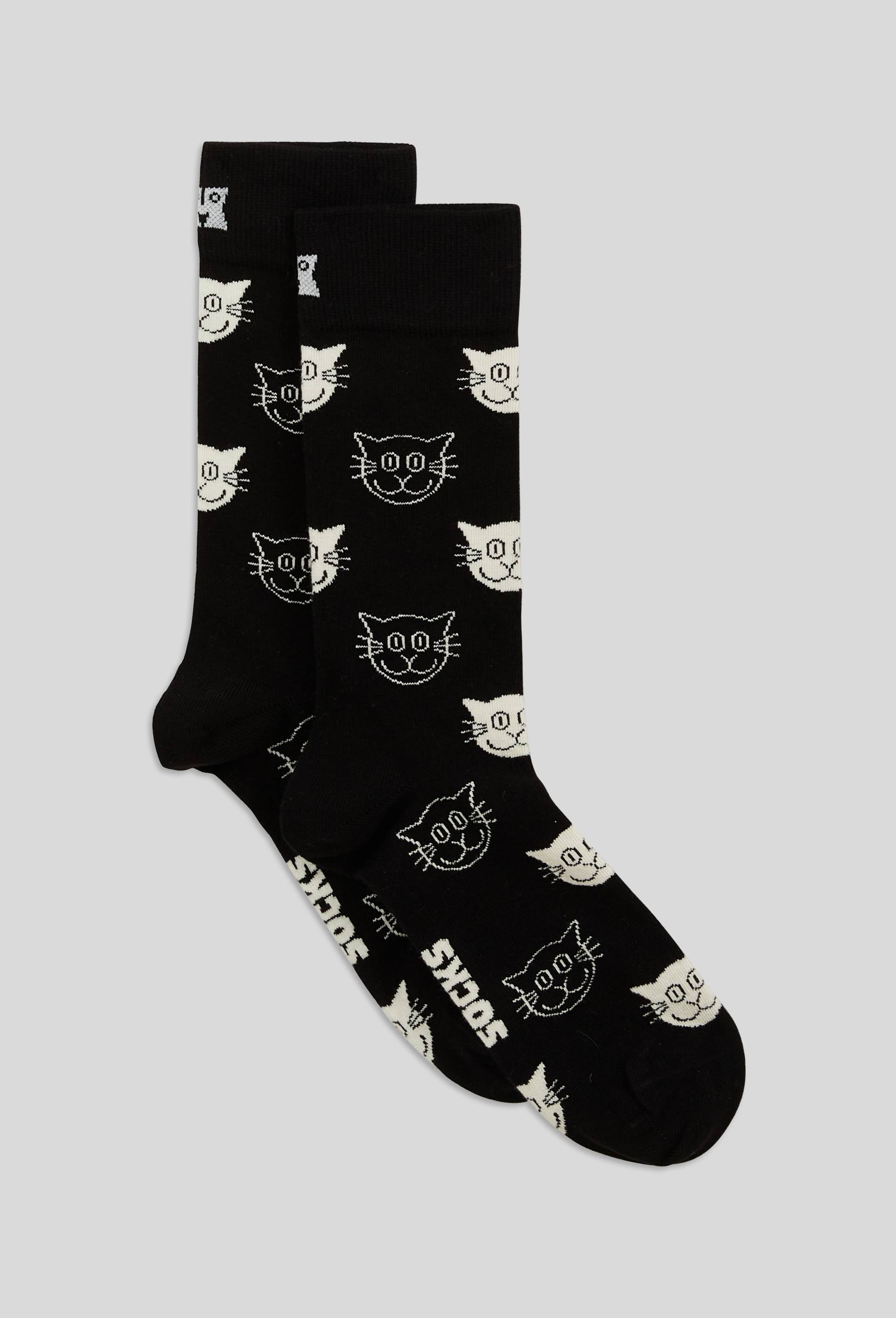 Paire de chaussettes &agrave; motif chat en coton Happy Socks, Noir, large image number 0