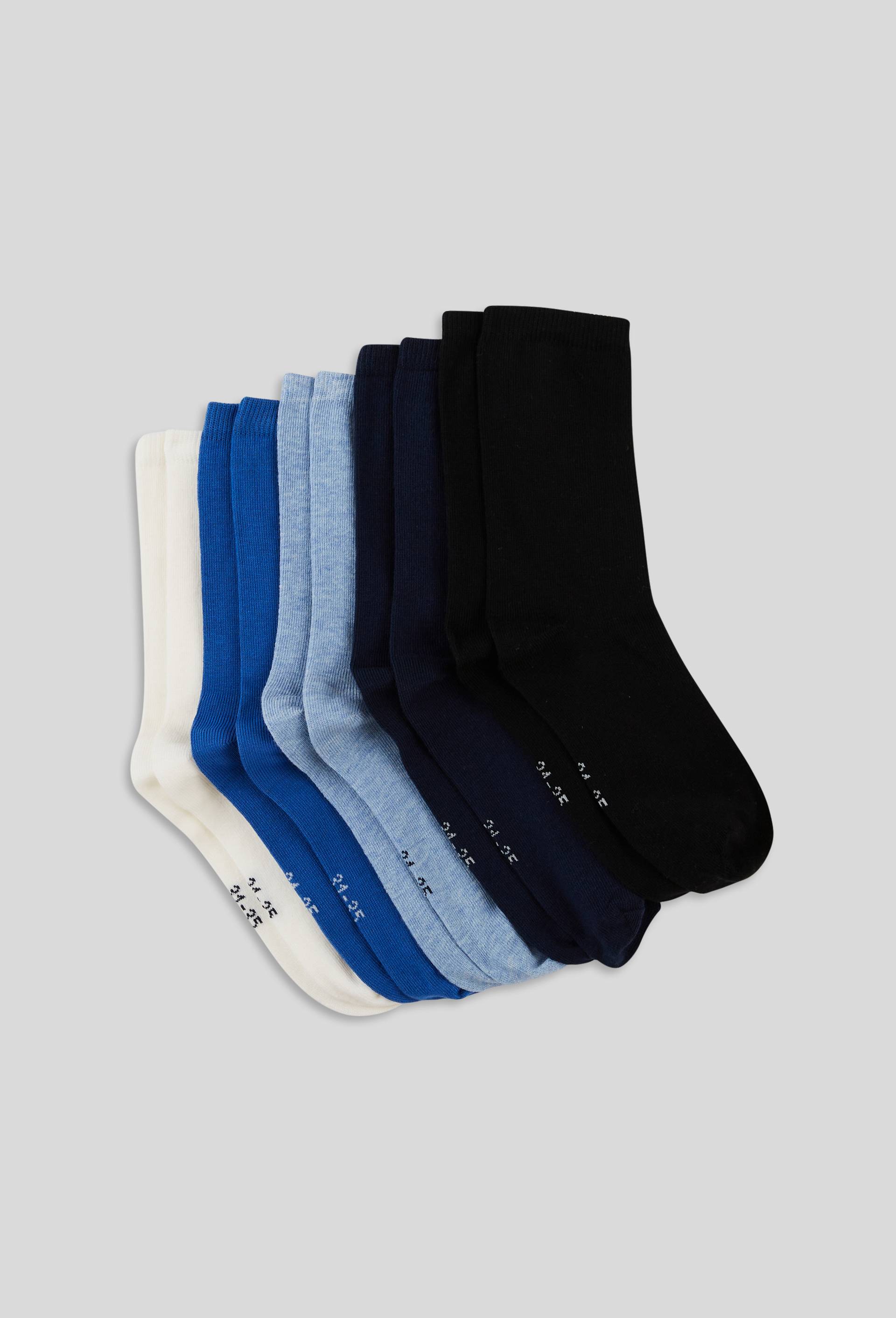 Lot de 5 paires de chaussettes unies contenant du coton BIO, Bleu, large image number 0