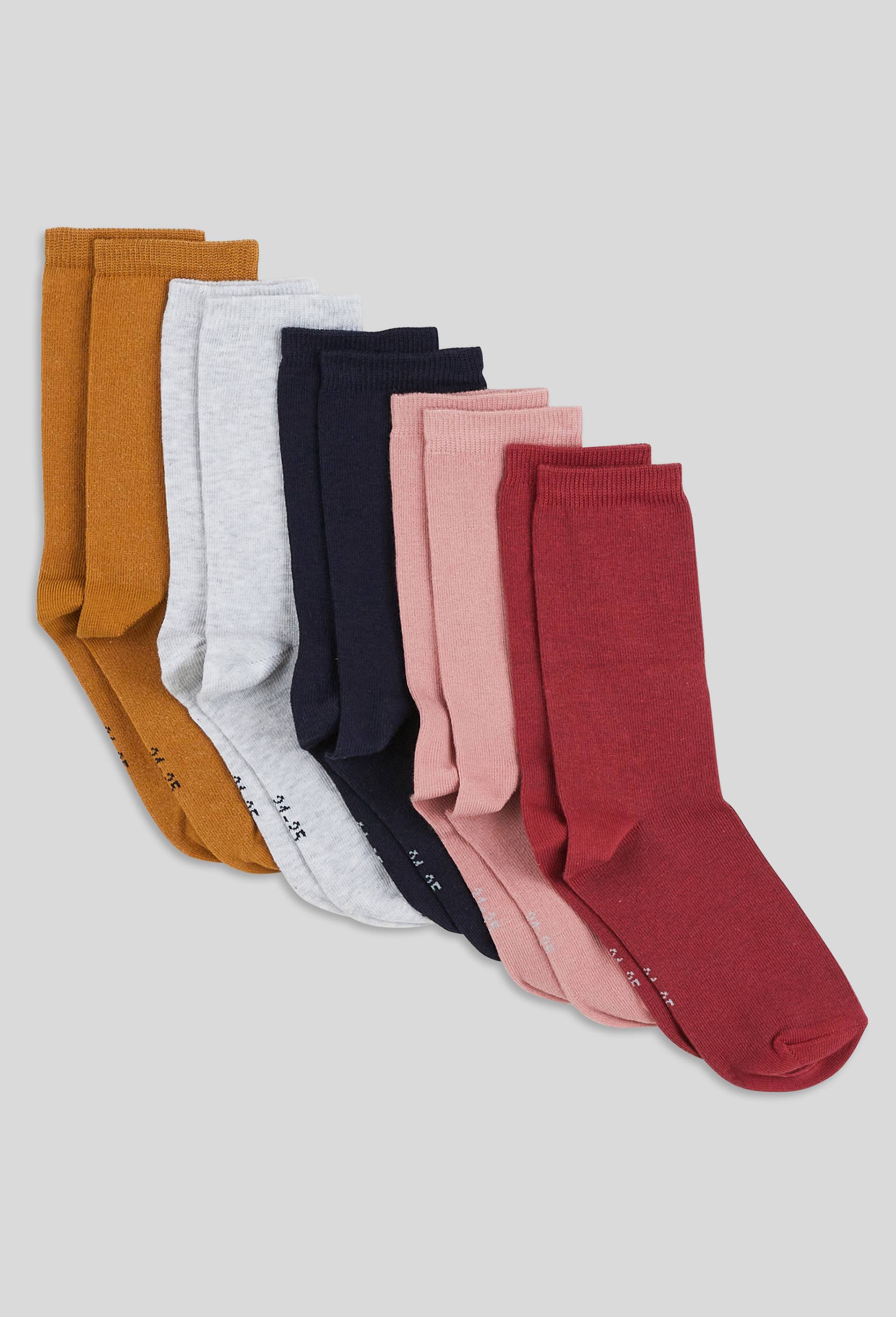 Lot de 5 paires de chaussettes unies contenant du coton BIO, Rose foncé, swatch image
