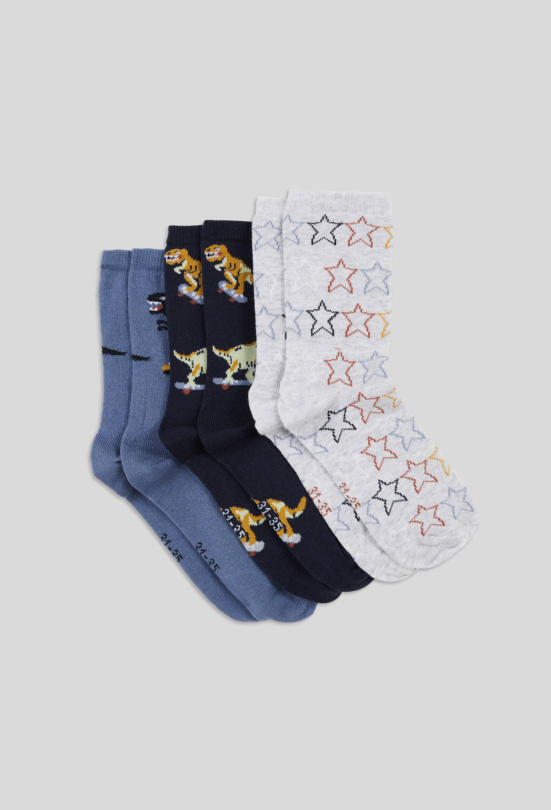 Lot de 3 paires de chaussettes &agrave; motifs contenant du coton BIO GOTS, Bleu fonc&eacute;, large image number 0