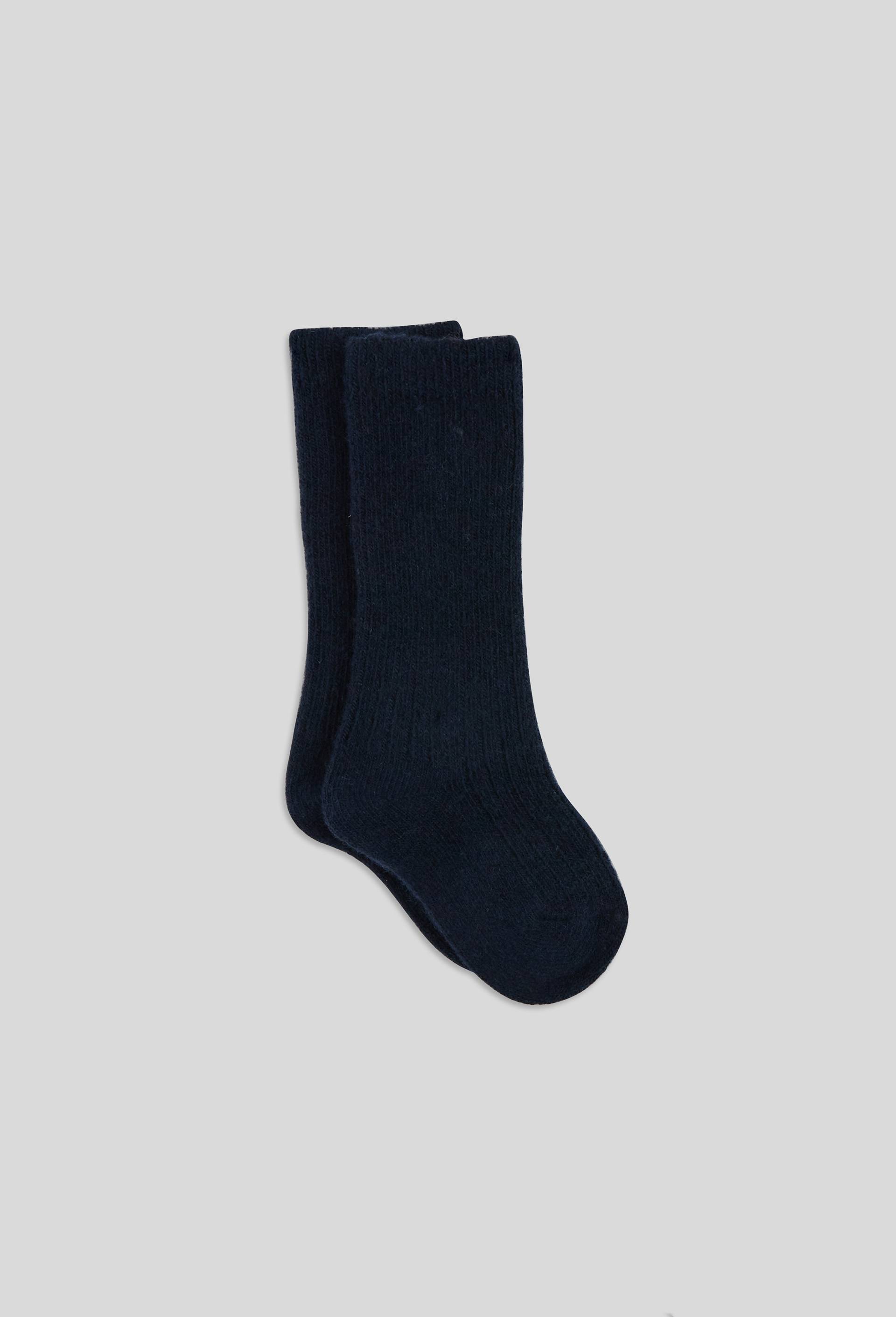 Chaussettes chaude cotelee contenant du coton BIO, Bleu fonc&eacute;, large image number 0