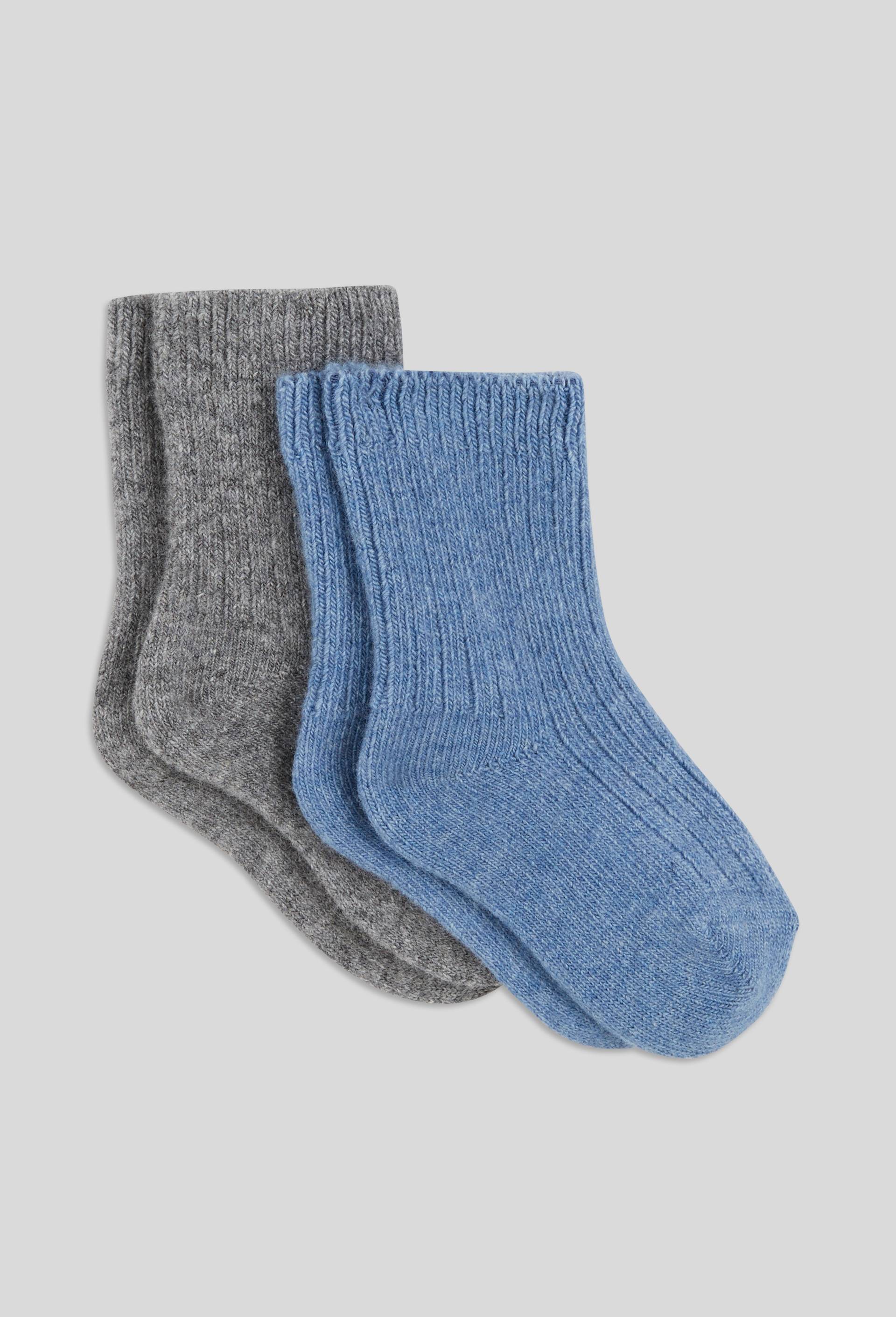Lot de 2 paires de chaussettes chaude cotelee contenant de la laine, Bleu, large image number 0.0