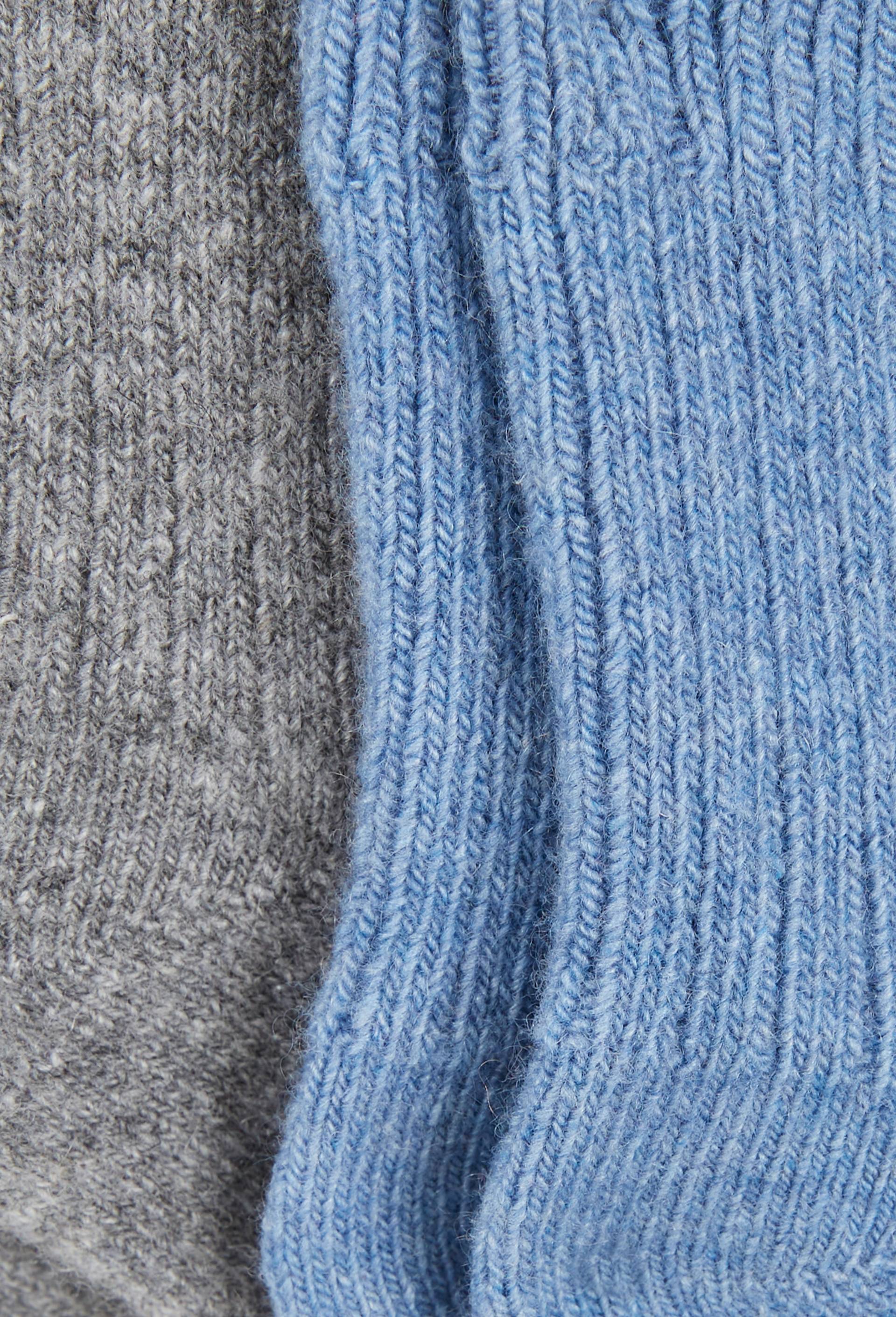Lot de 2 paires de chaussettes chaude cotelee contenant de la laine, Bleu, large image number 1