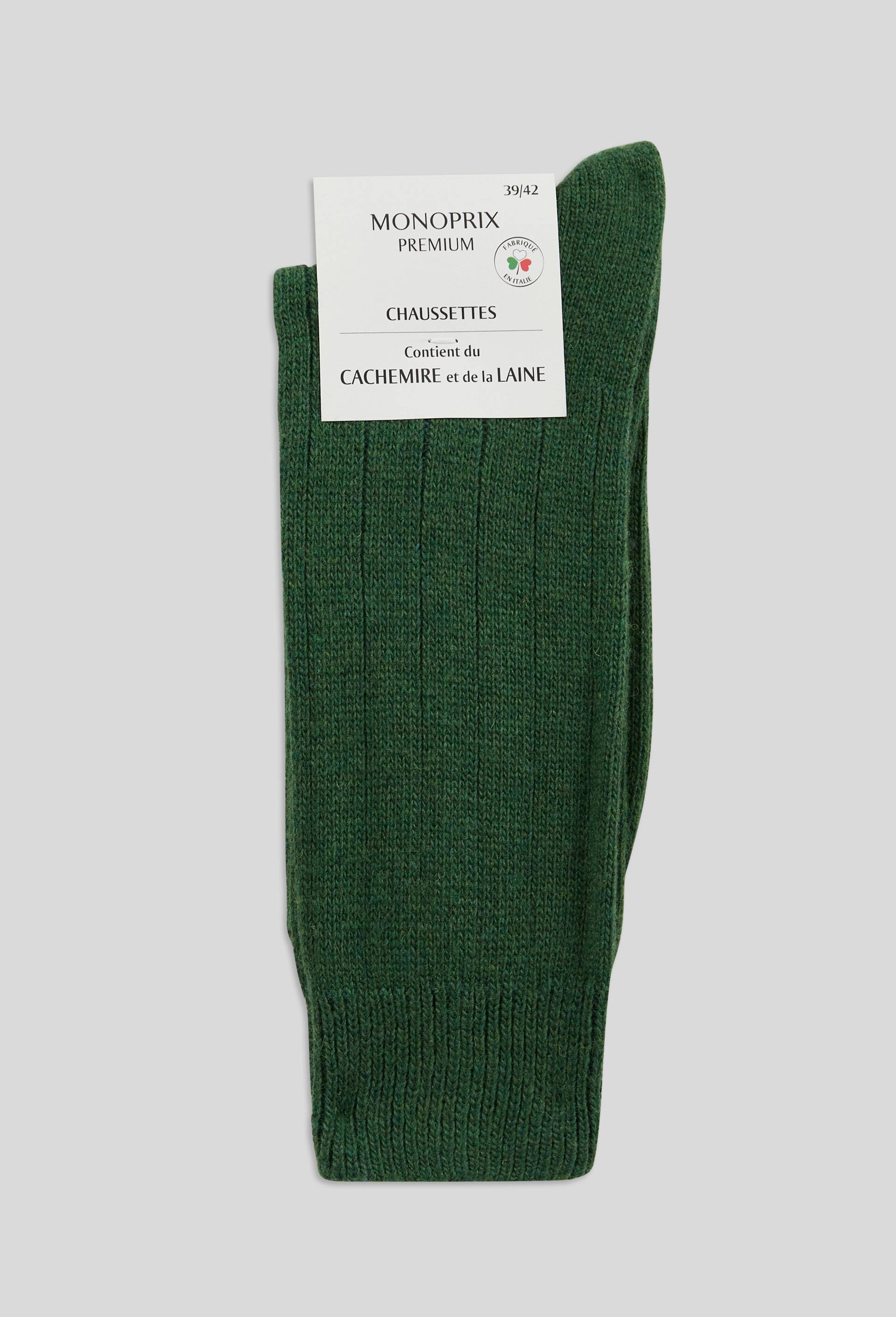 Paire de chaussette contenant du cachemire, Vert foncé, large image number 0