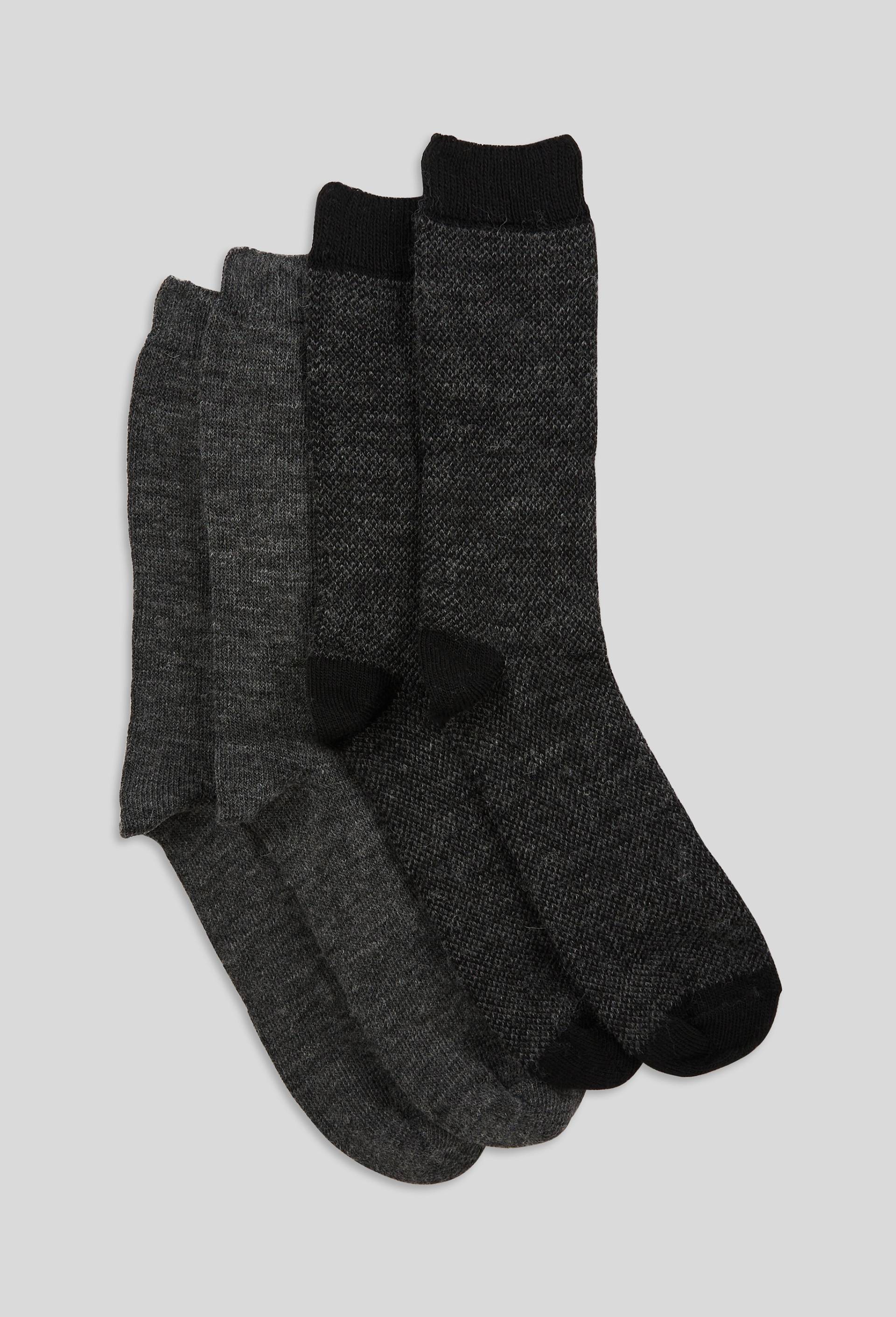 Lot de 2 paires de chaussettes &agrave; chevrons contenant de la laine, Anthracite, large image number 0