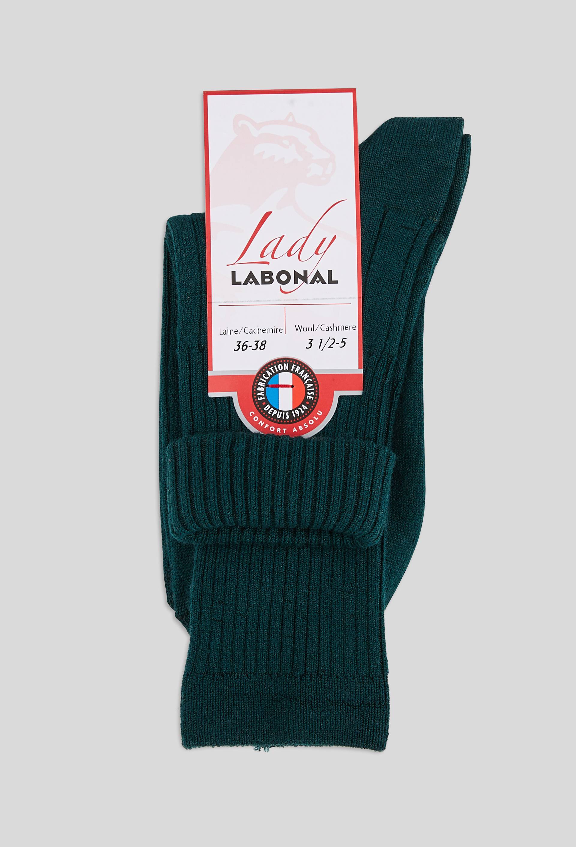 Paire de chaussette en laine et cachemire LABONAL VERT pour femme LABONAL