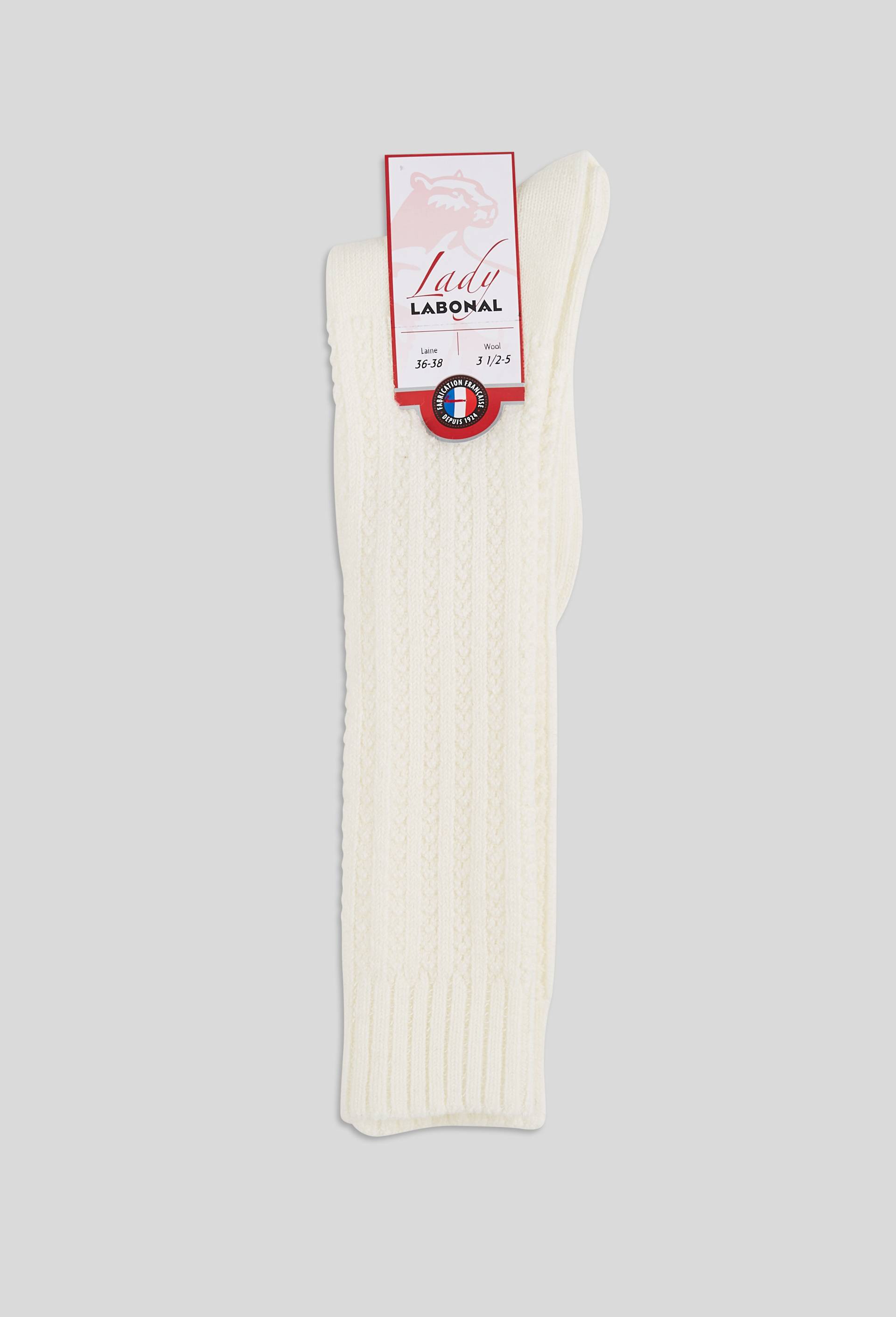 Paire de mi-bas contenant de la laine en jacquard LABONAL, Blanc, large image number 0