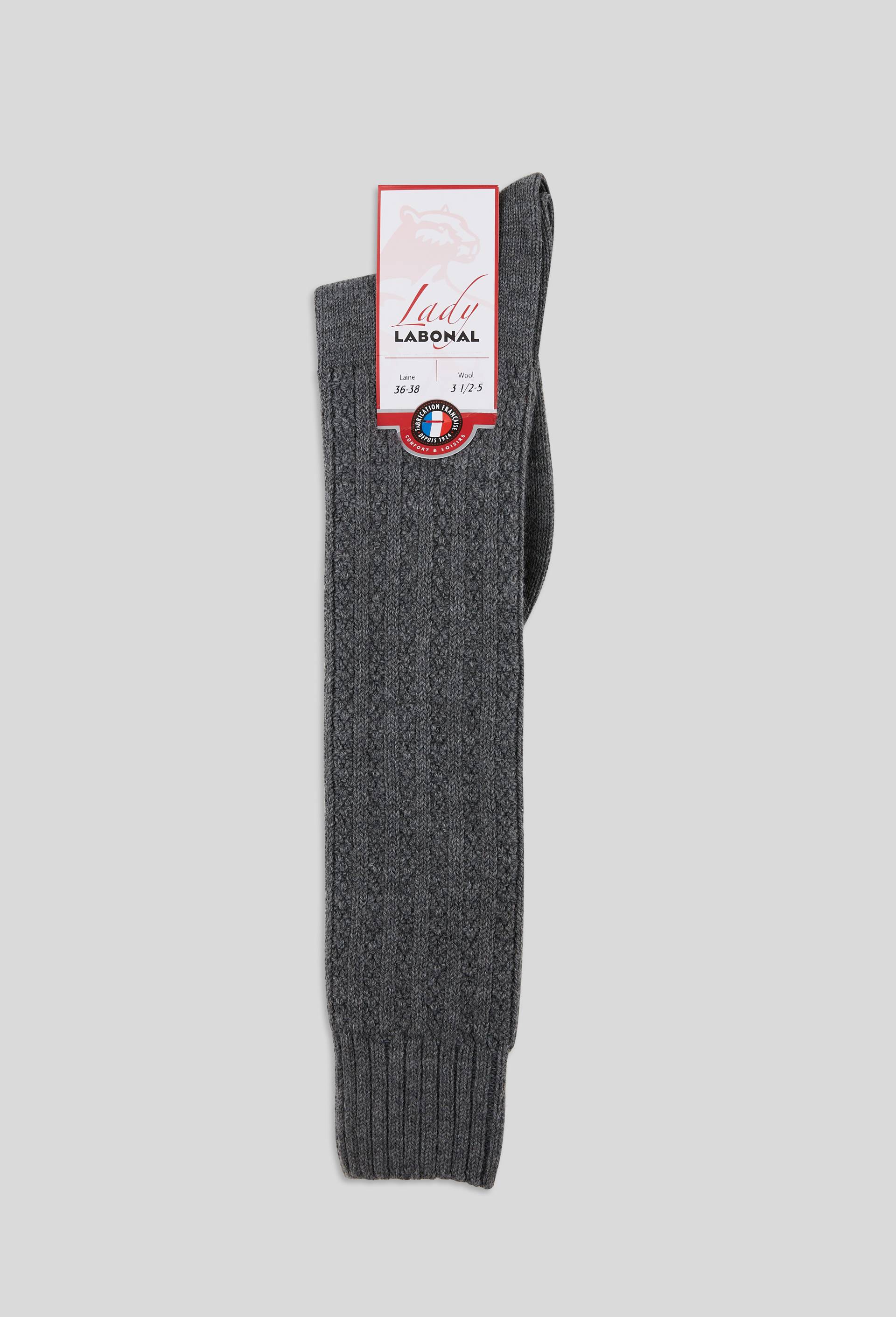 Paire de mi-bas contenant de la laine en jacquard LABONAL, Gris, large image number 0