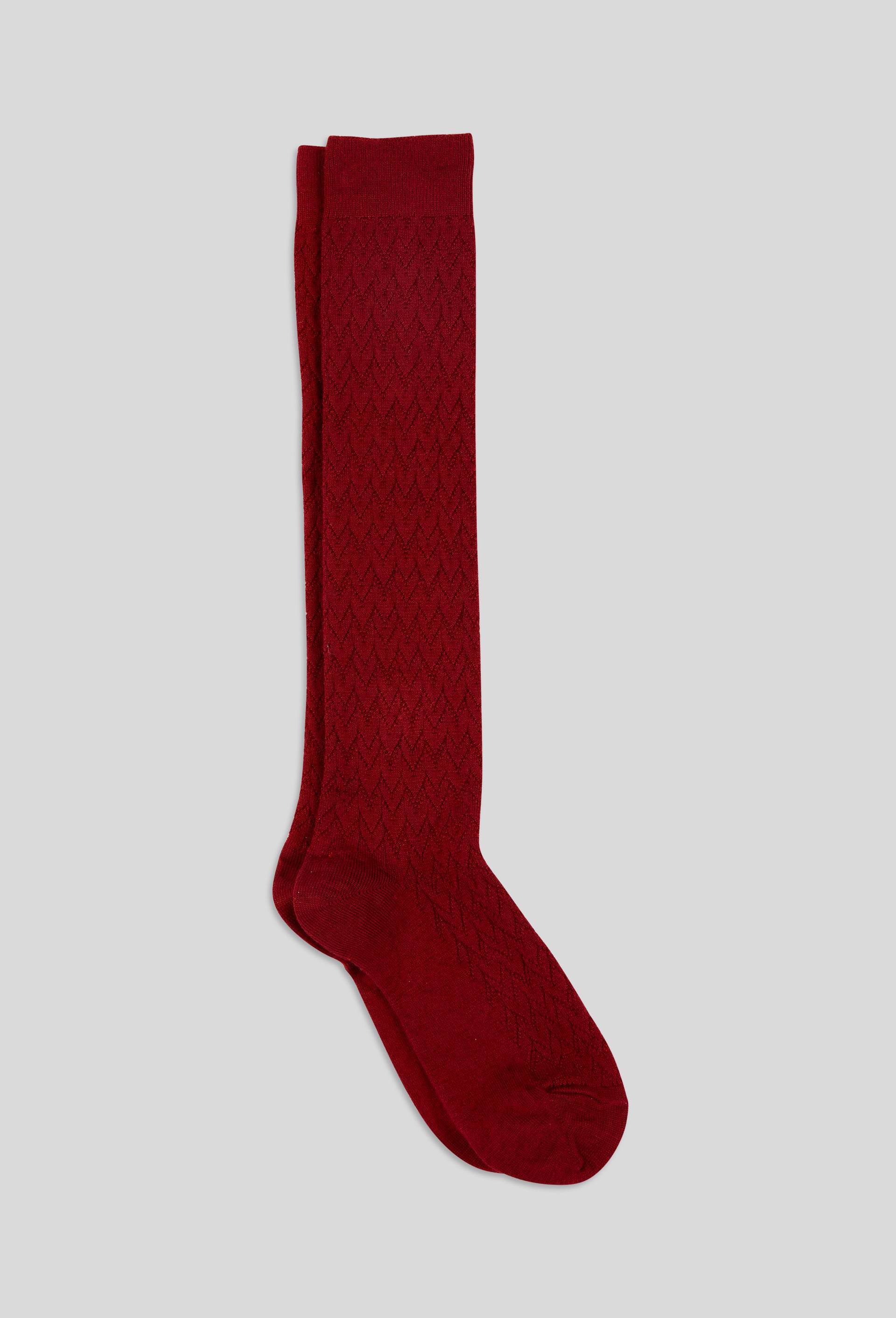 Paire de mi-bas en laine et soie Labonal, Rouge fonc&eacute;, large image number 1.0