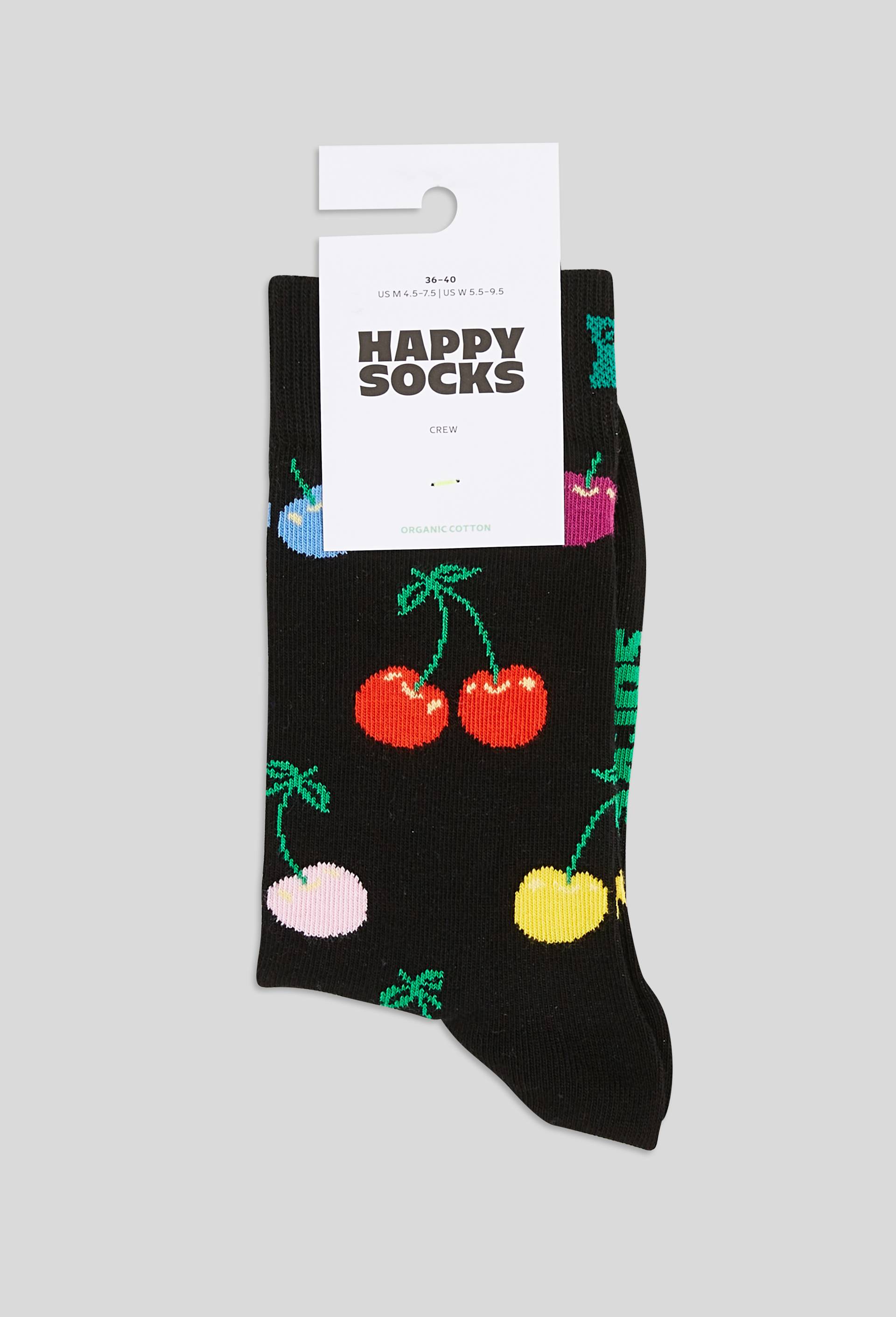 Paire de chaussettes &agrave; motif cerises en coton HAPPY SOCKS, Noir, large image number 0.0