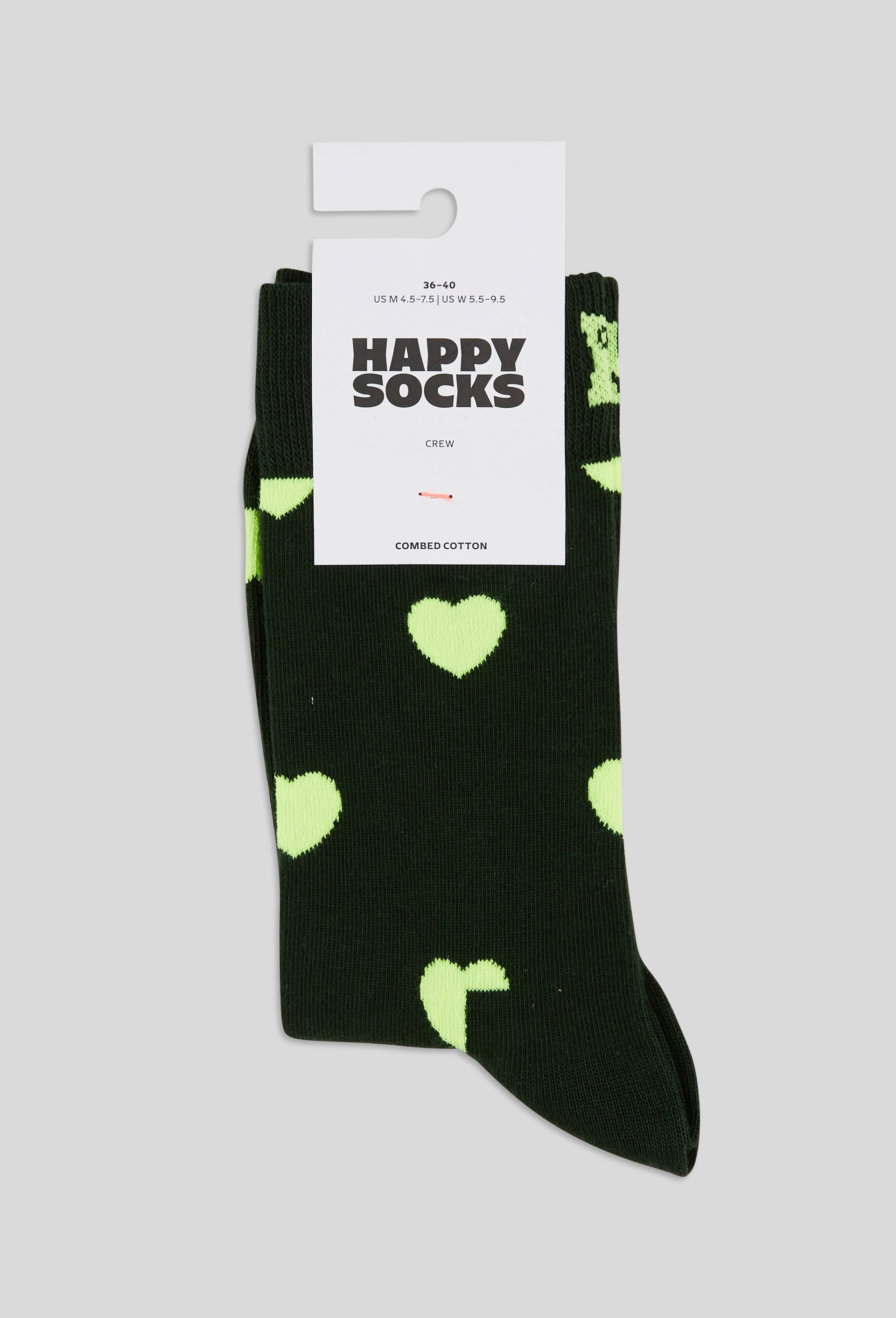 Chaussettes fantaisies coeurs en jacquard, Vert, large image number 0