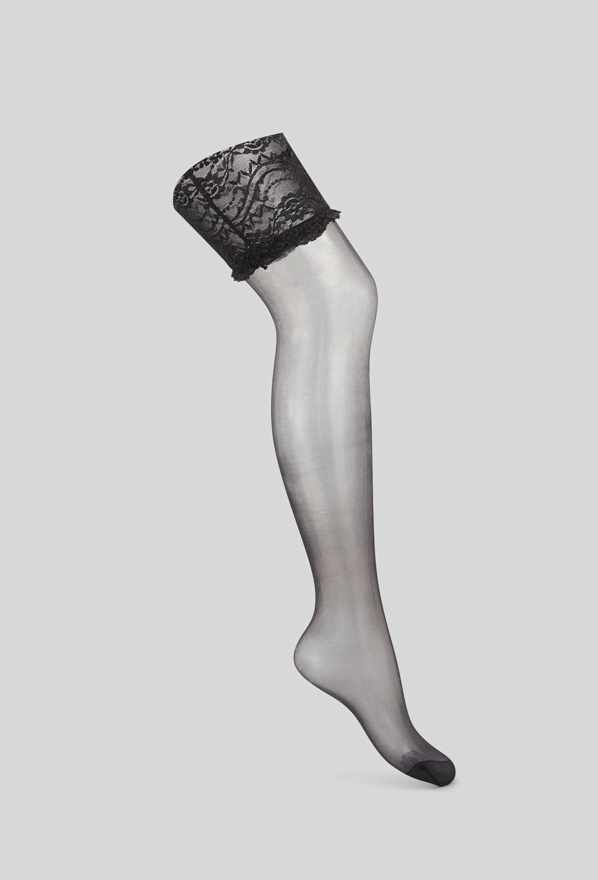Bas transparents avec dentelle Le Bourget, Noir, large image number 1