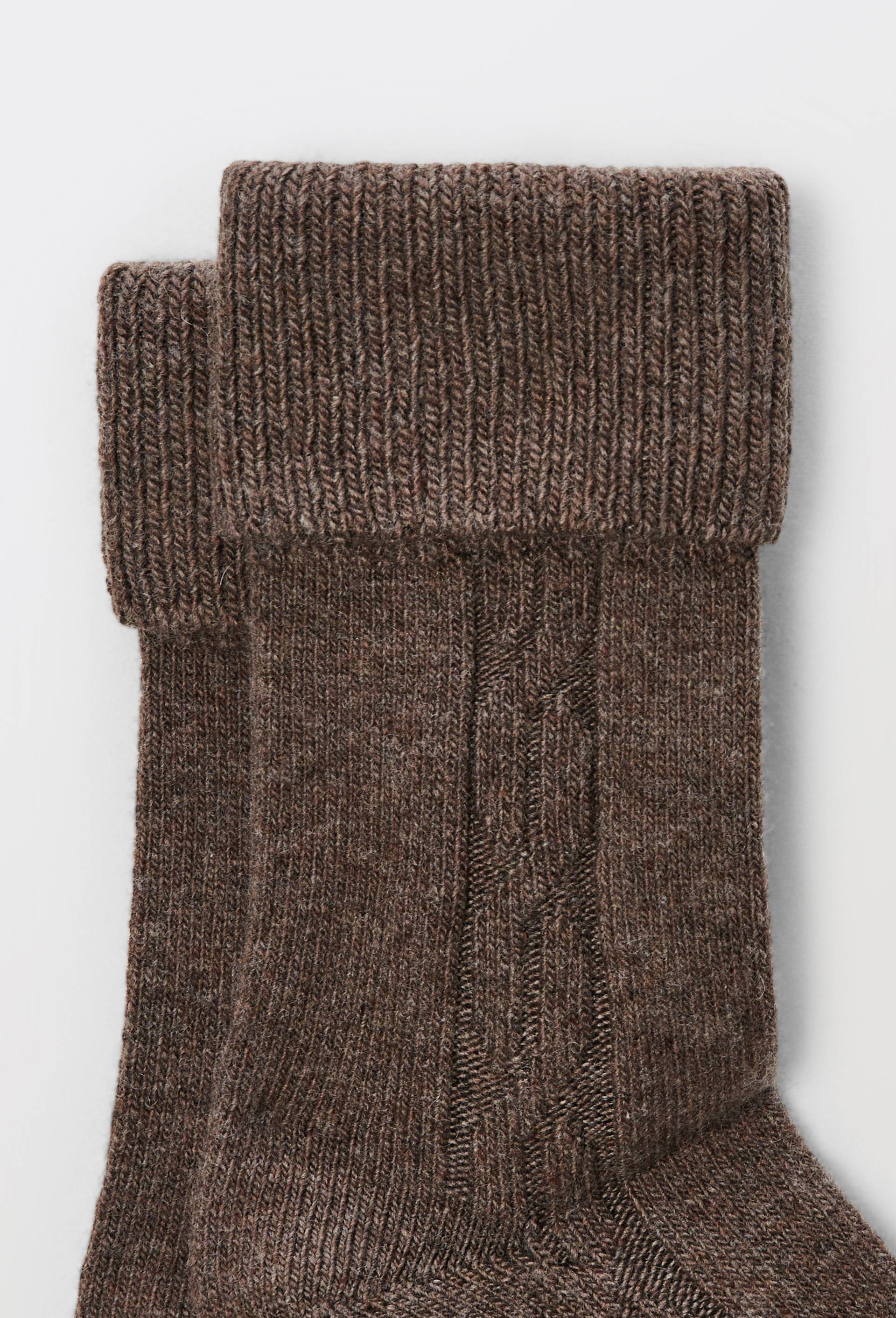 Paire de chaussettes torsad&eacute;es en laine et cachemire Le Bourget, Brun fonc&eacute;, large image number 1