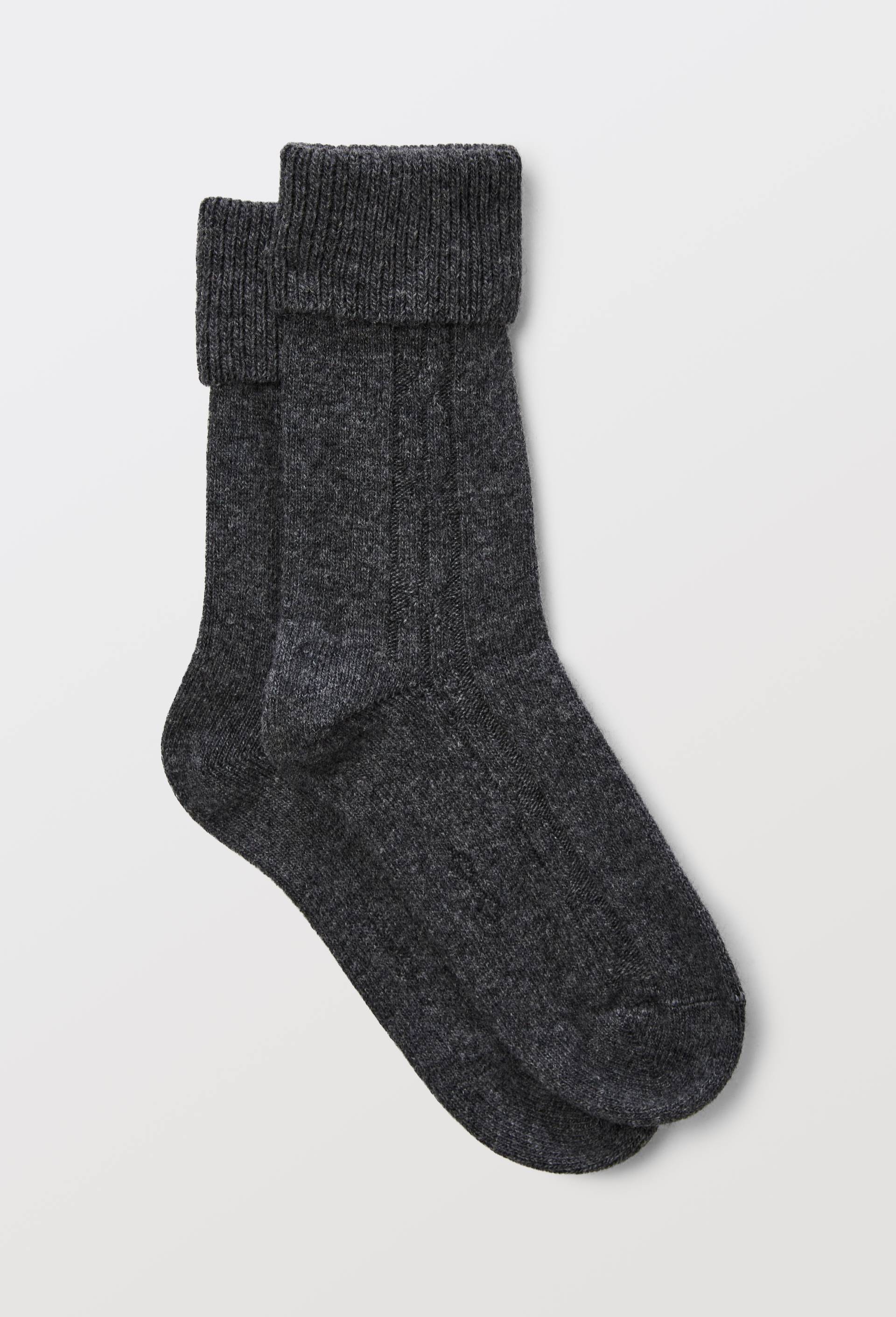 Paire de chaussettes torsad&eacute;es en laine et cachemire Le Bourget, Gris fonc&eacute;, large image number 3