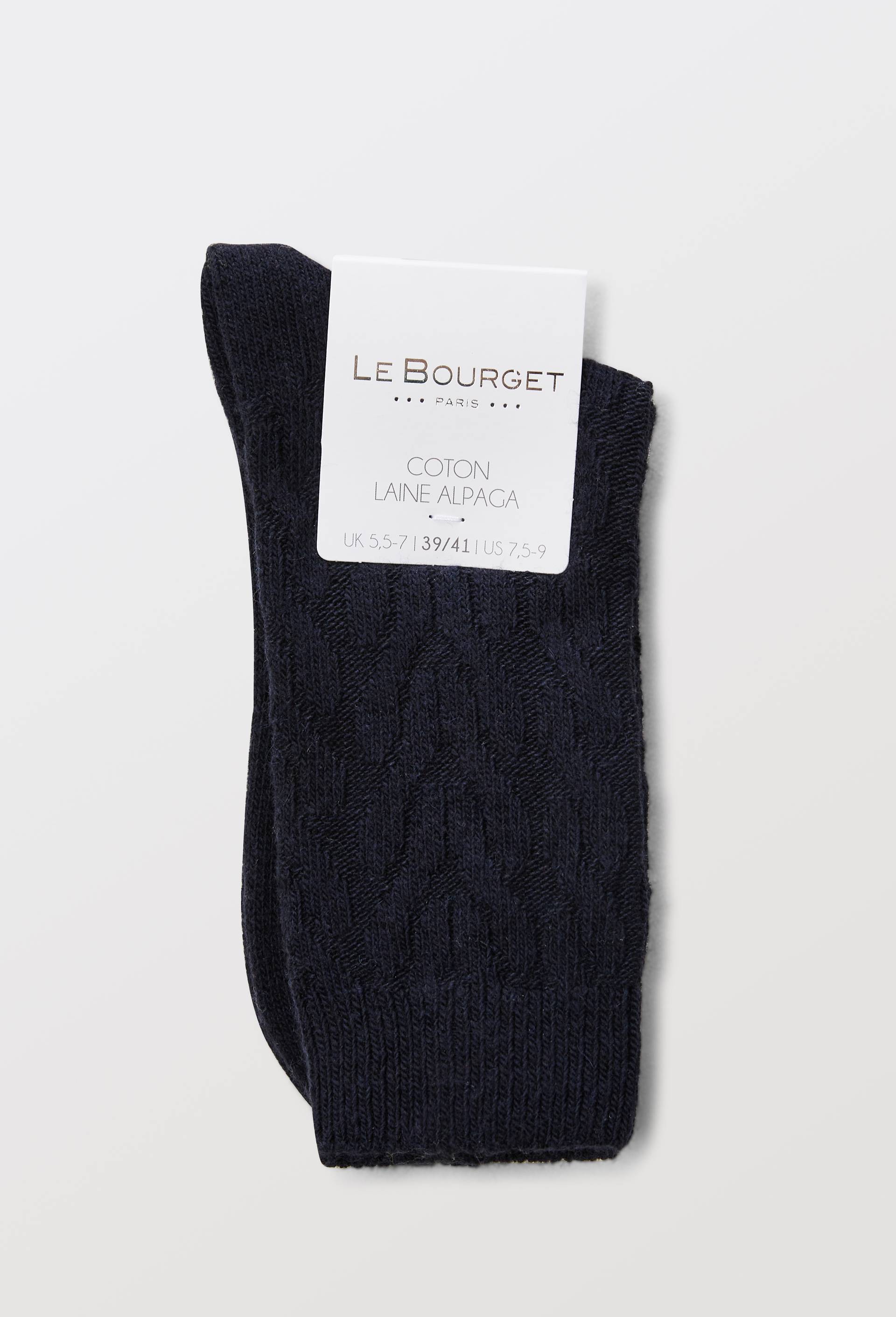 Paire de chaussettes torsad&eacute;es en laine Le Bourget, Bleu fonc&eacute;, large image number 2