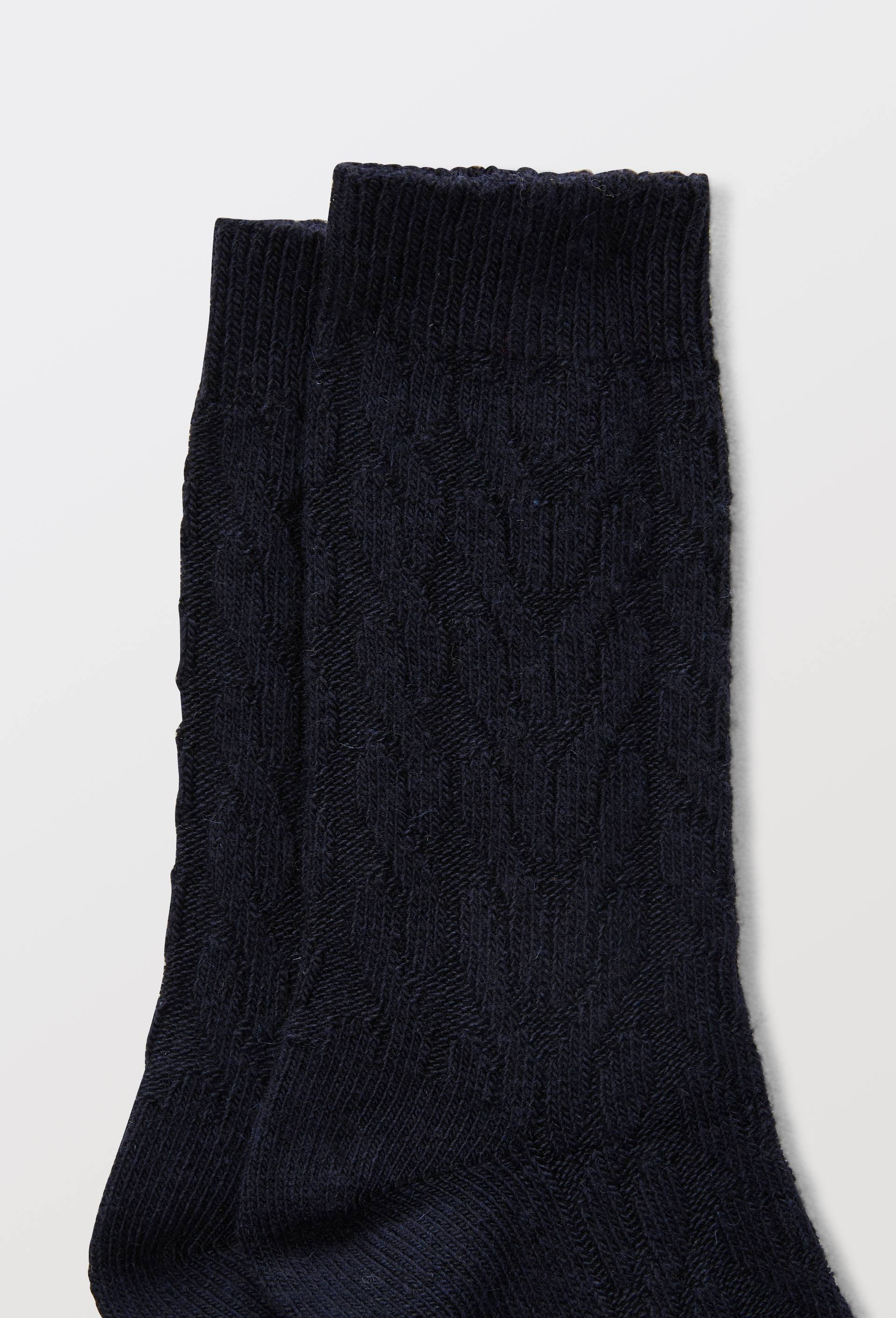 Paire de chaussettes torsad&eacute;es en laine Le Bourget, Bleu fonc&eacute;, large image number 4