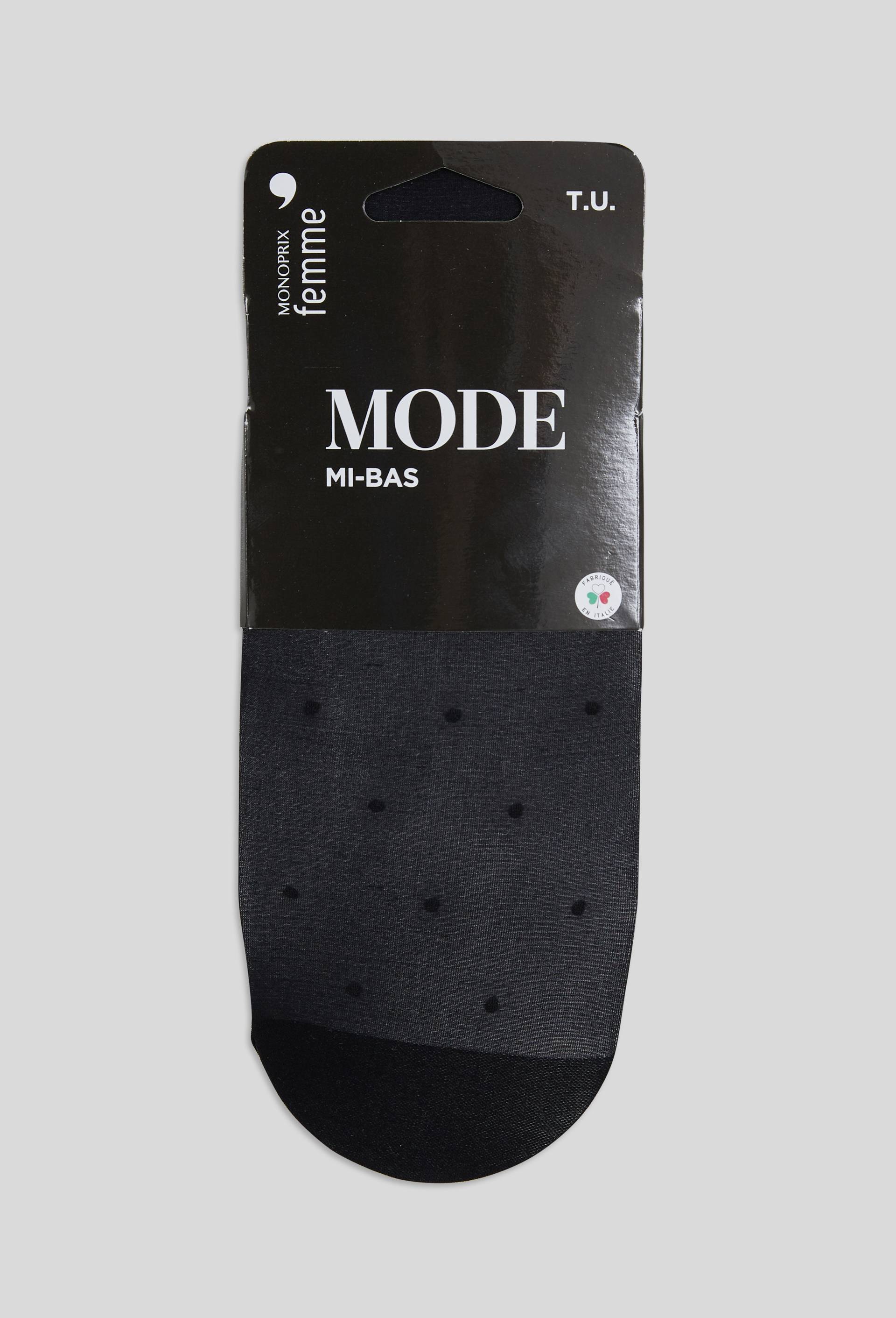 Paire de mi-bas fantaisie MONOPRIX, Noir, large image number 0
