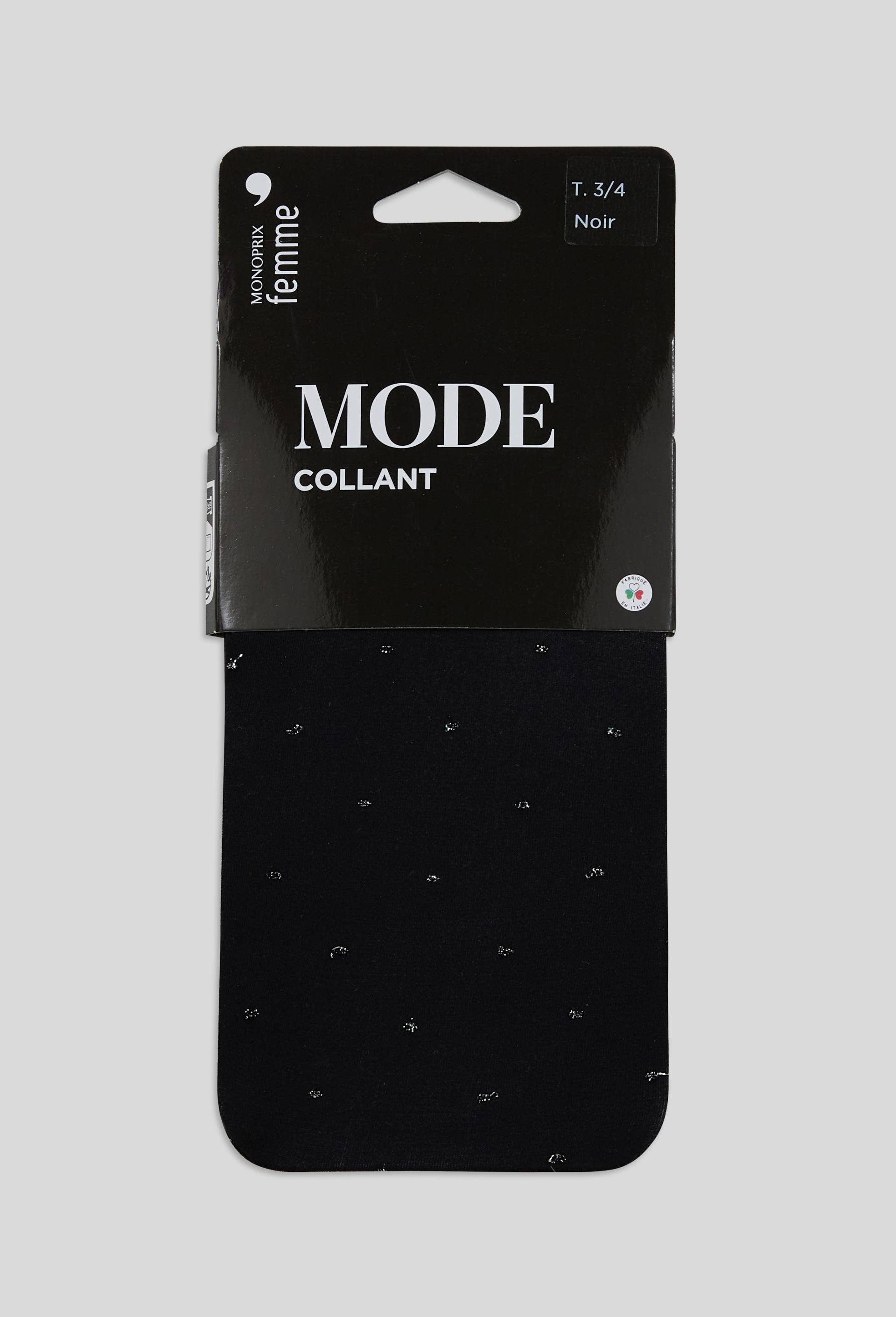 Paire de collant fantaisie plumetis MONOPRIX, Noir, large image number 0