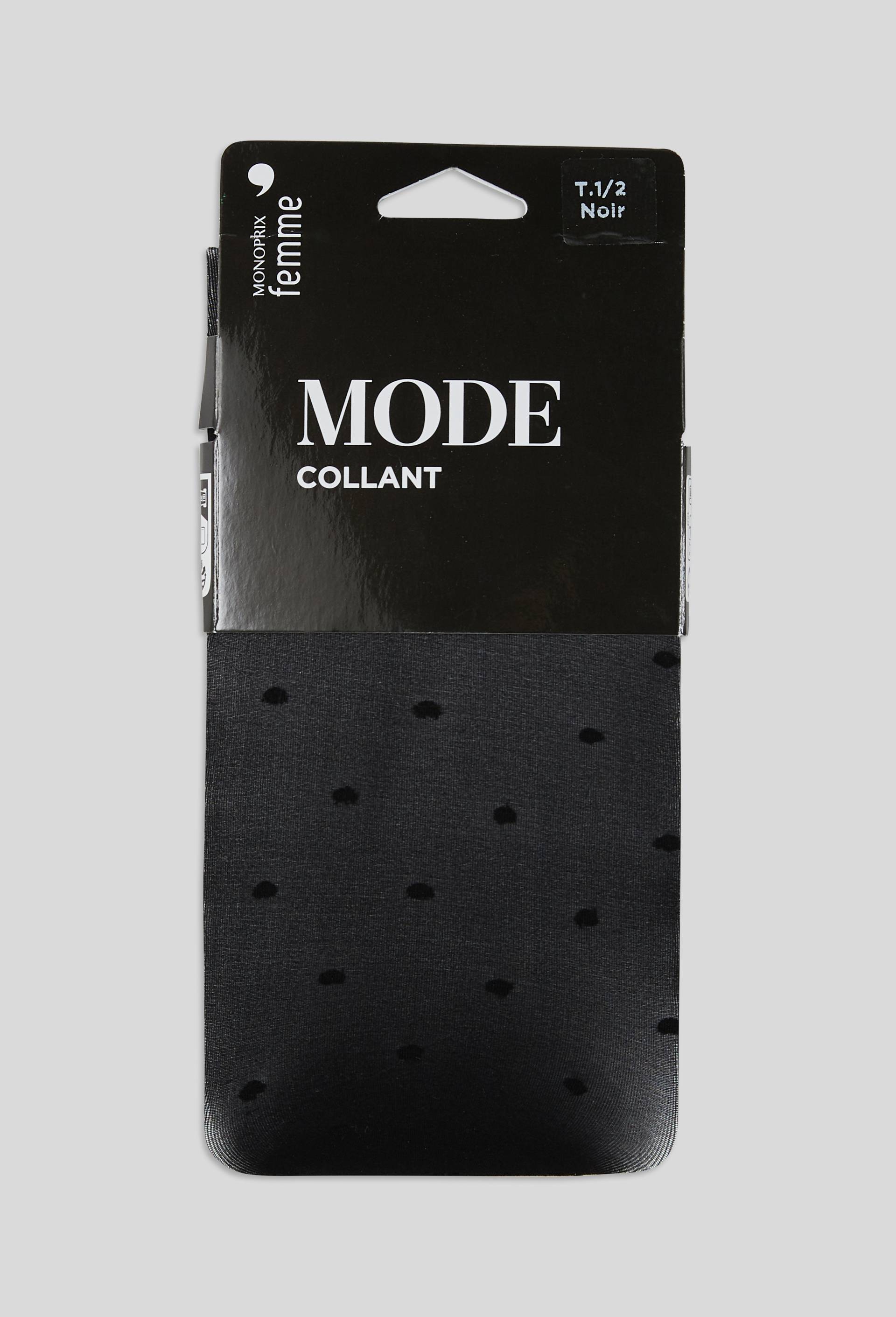 Paire de collant plumetis MONOPRIX, Noir, large image number 0