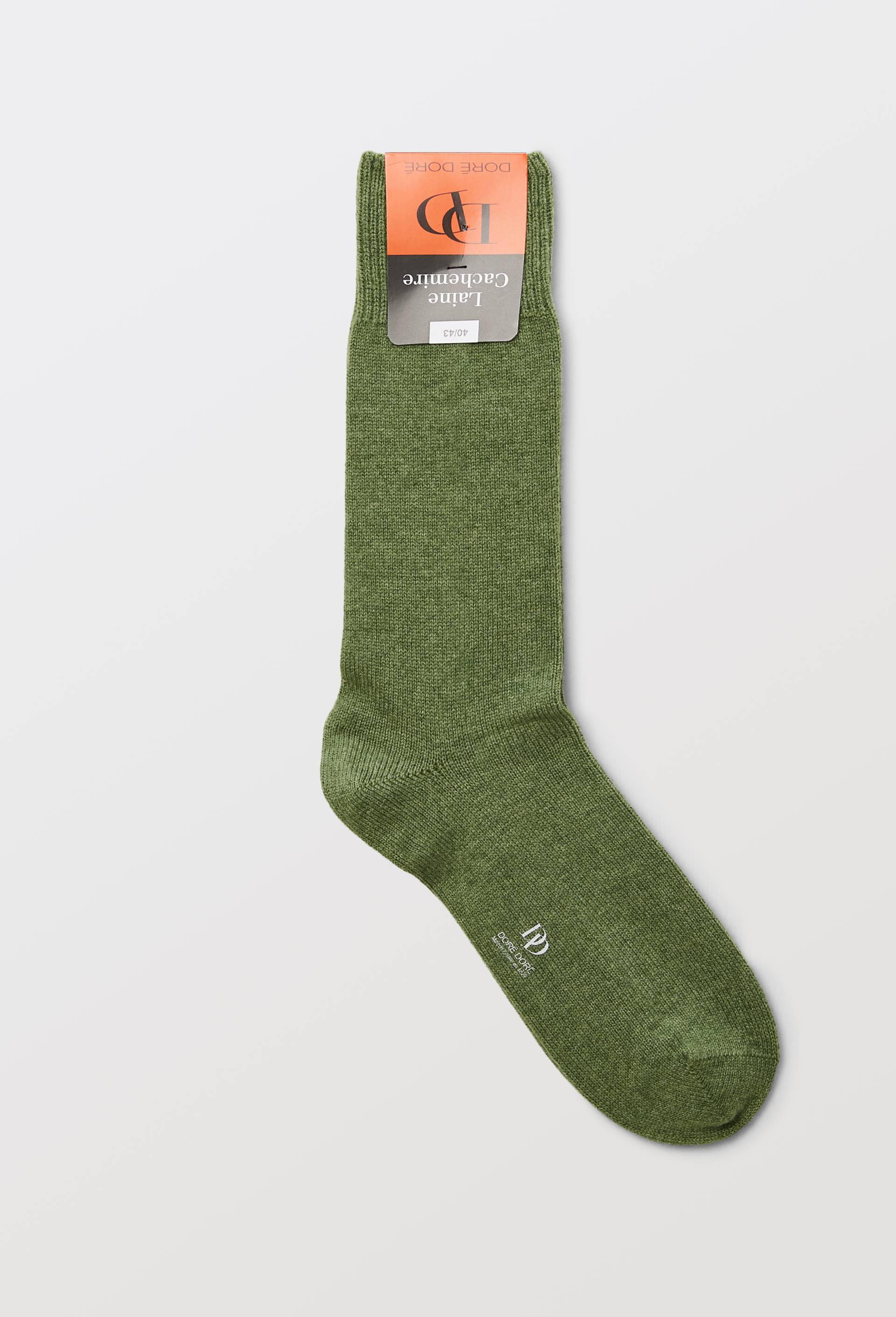 Paire de chaussettes en laine contenant du cachemire Dor&eacute; Dor&eacute;, Vert, large image number 1